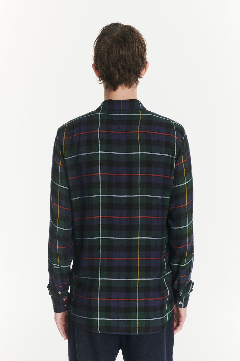 Feel Good Shirt in the Finest Dark Blue, Green, Red and Yellow  Chequered Fluid Italian Modal
