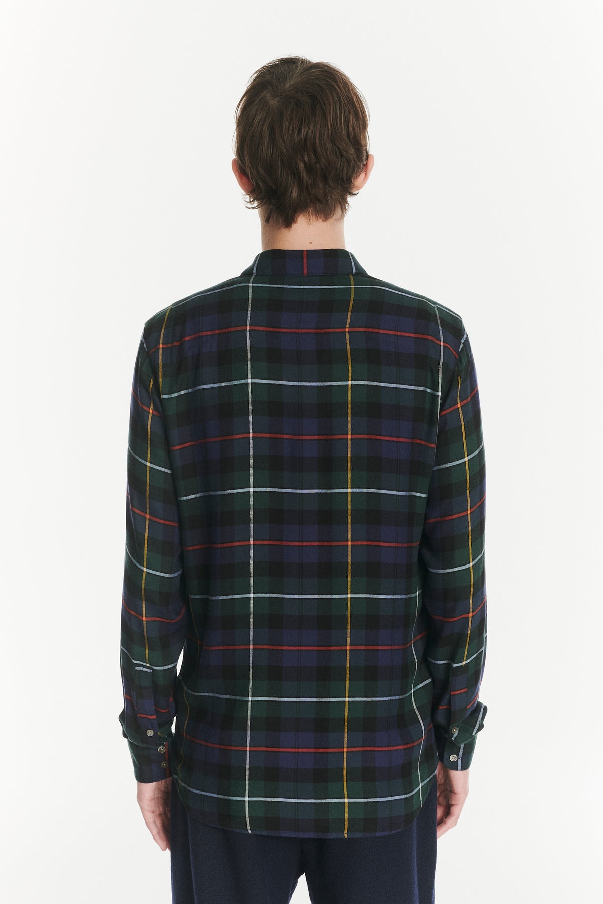 Feel Good Shirt in the Finest Dark Blue, Green, Red and Yellow  Chequered Fluid Italian Modal