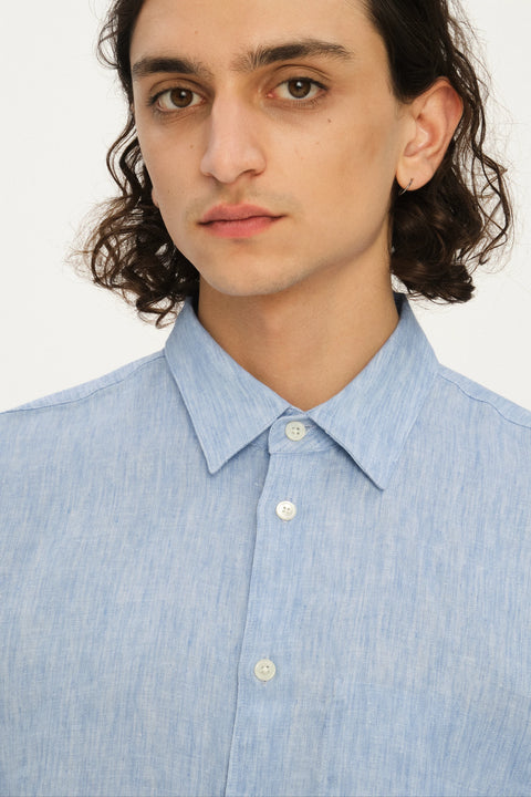 Feel Good Shirt in The Finest Airy Blue Italian Linen