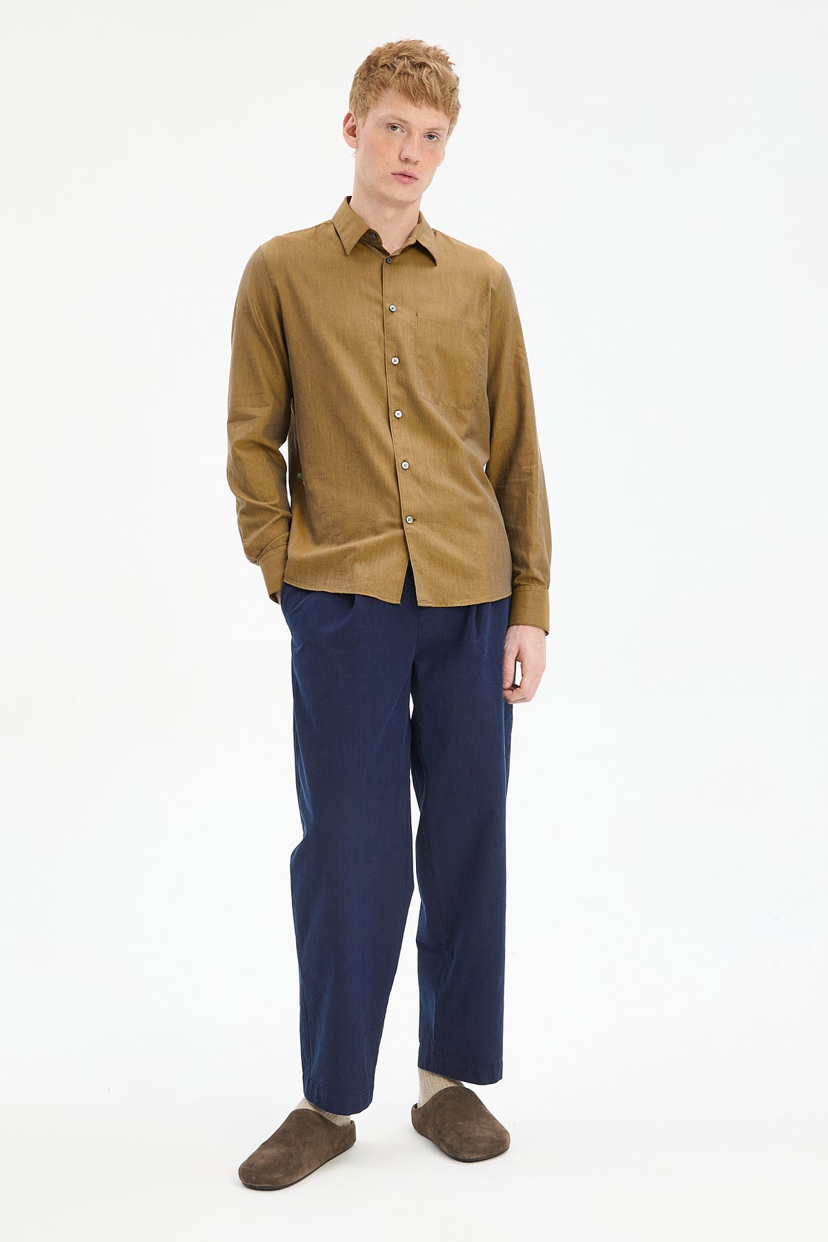 Feel Good Shirt in Ochre Italian Flannel