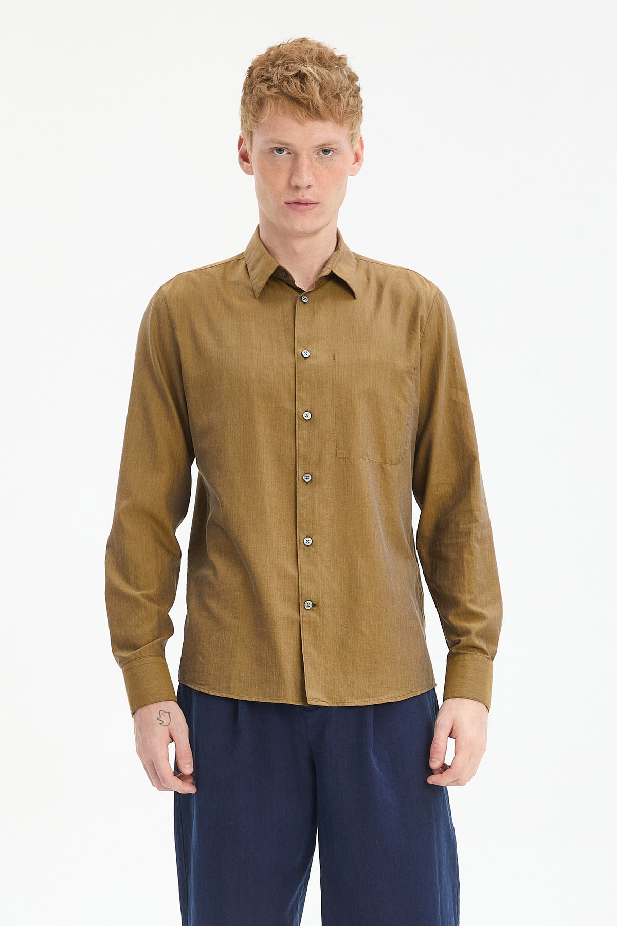 Feel Good Shirt in Ochre Italian Flannel