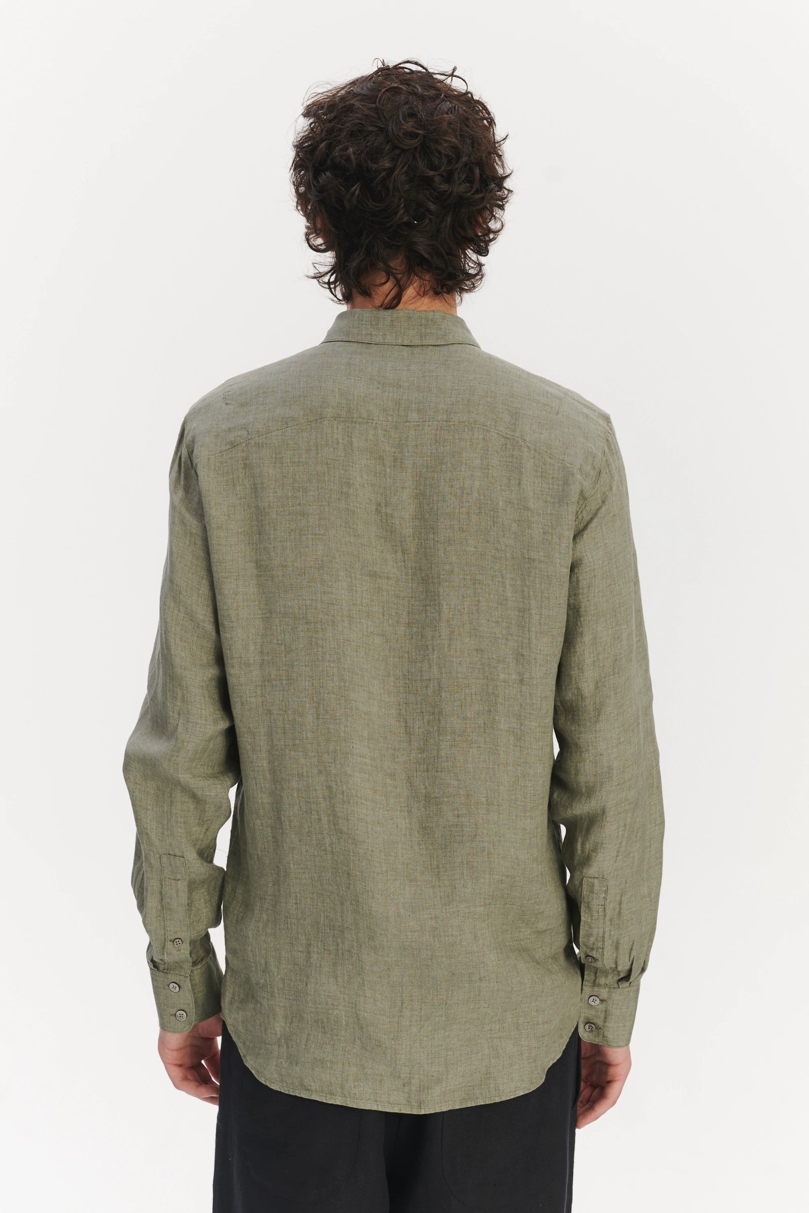 Feel Good Shirt in a Thyme Green Italian Oxford Linen