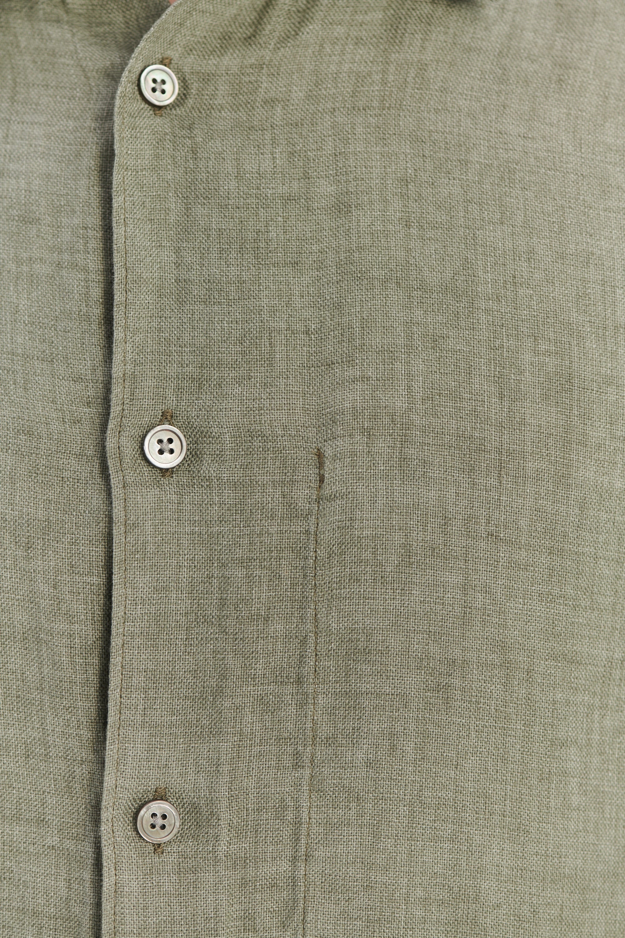 Feel Good Shirt in a Green Structured Italian Oxford Linen