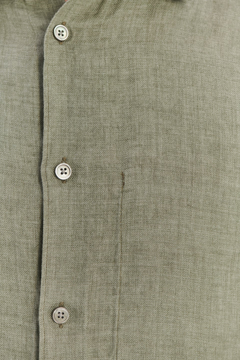 Feel Good Shirt in a Green Structured Italian Oxford Linen