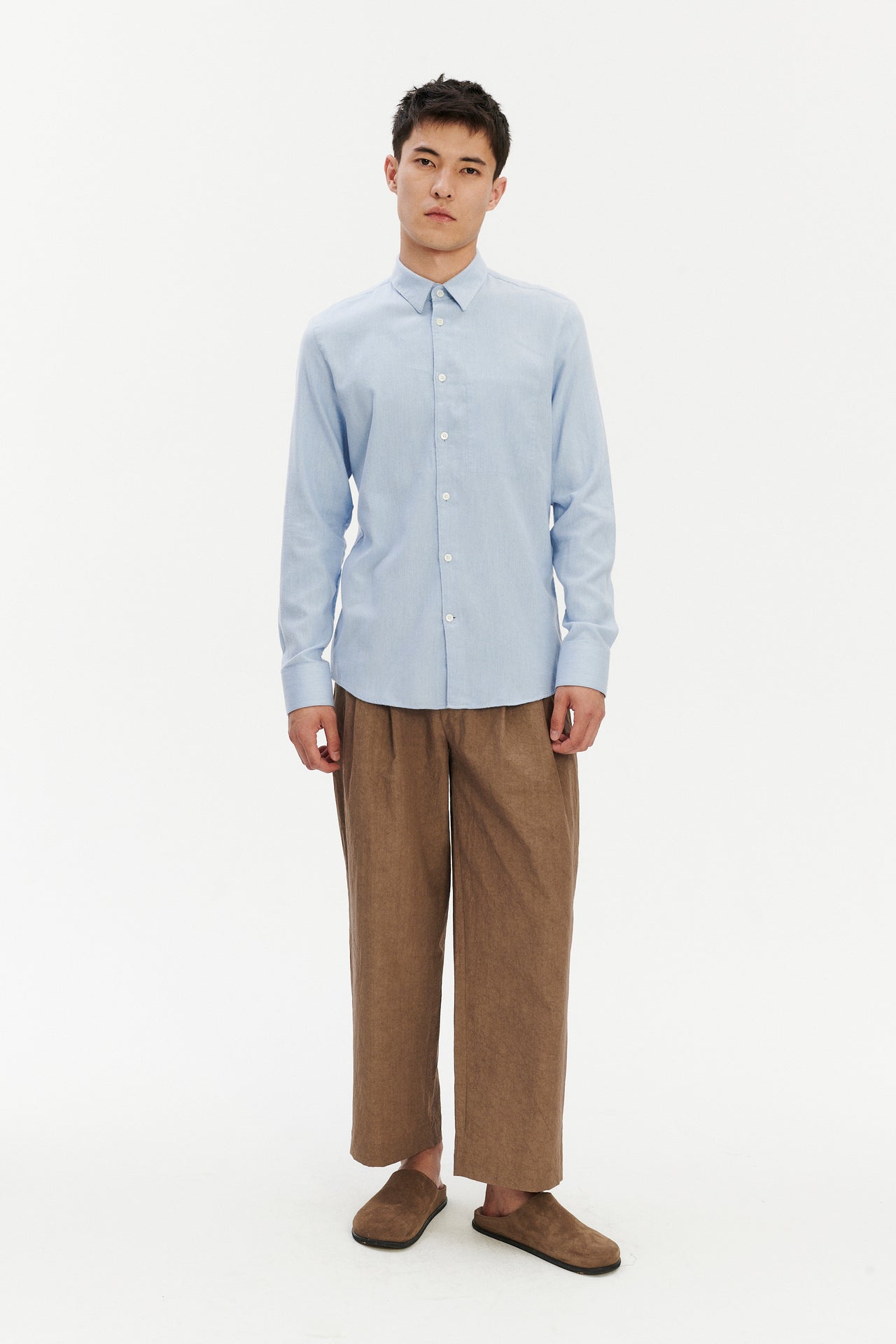 Feel Good Shirt in Blue Silky Italian Lyocell and Organic Cotton Flannel