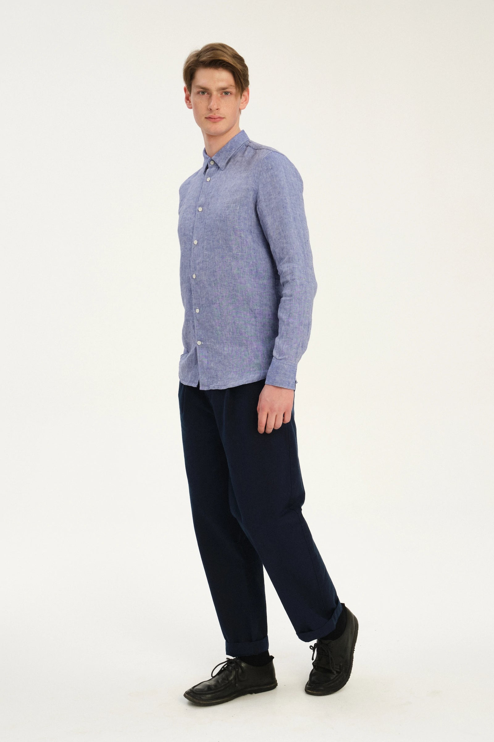 Feel Good Shirt in The Finest Deep Blue Chunky Italian Linen