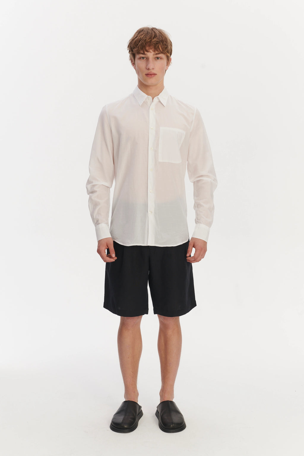 Oversized Rider Shirt in a Smooth White Airy Italian Silk and Cotton