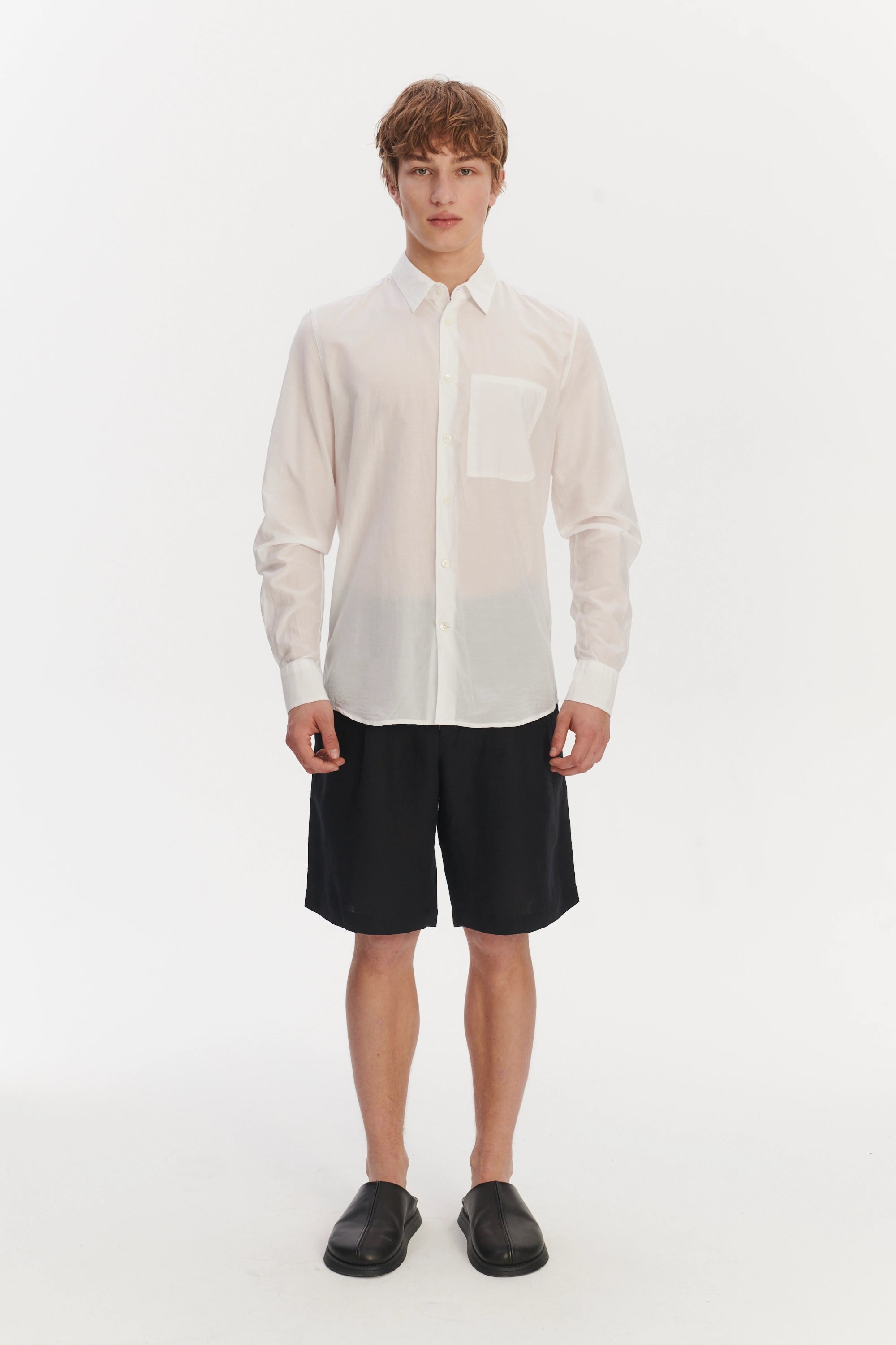 Oversized Rider Shirt in a Smooth White Airy Italian Silk and Cotton