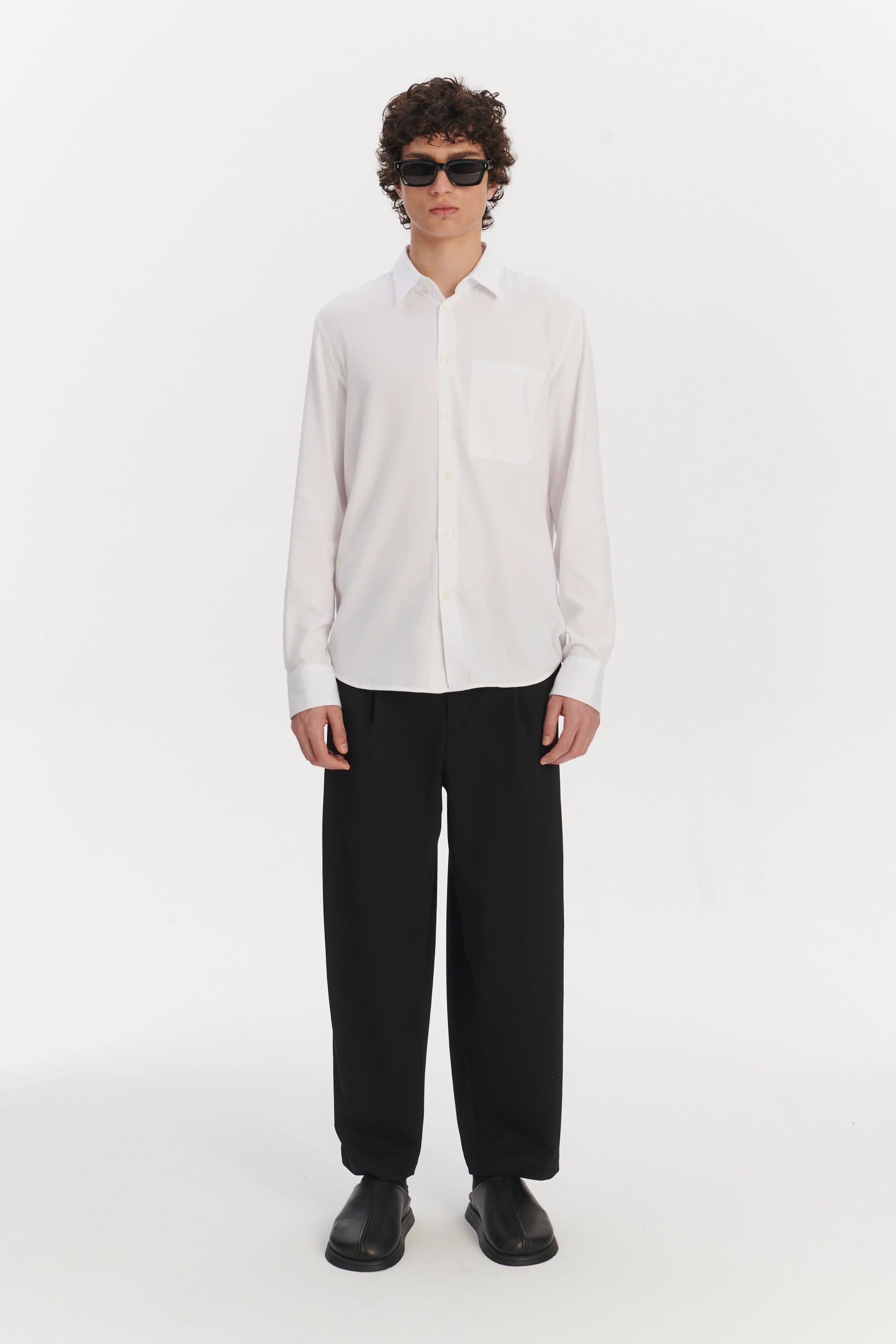 Feel Good Shirt in a White Very Soft Italian Lyocell and Cotton