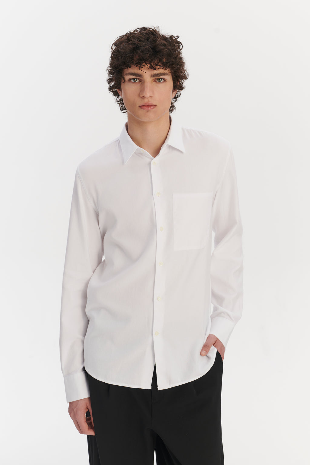 Feel Good Shirt in a White Very Soft Italian Lyocell and Cotton