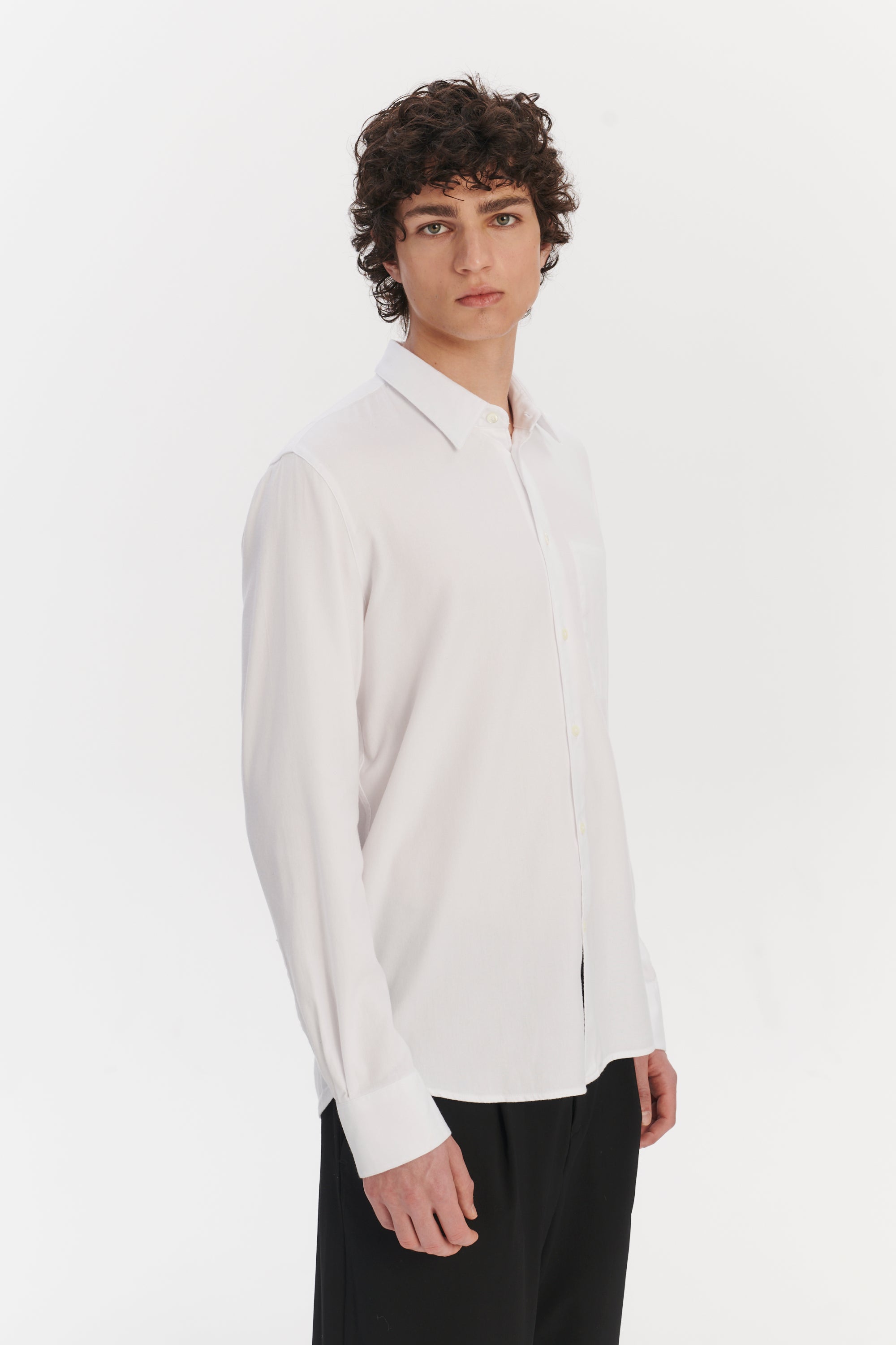 Feel Good Shirt in a White Very Soft Italian Lyocell and Cotton