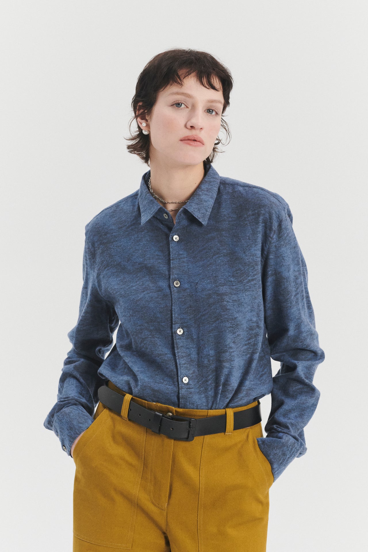 Feel Good Shirt in Jacquard Uniquely Soft Italian Lyocell and Cotton Flannel