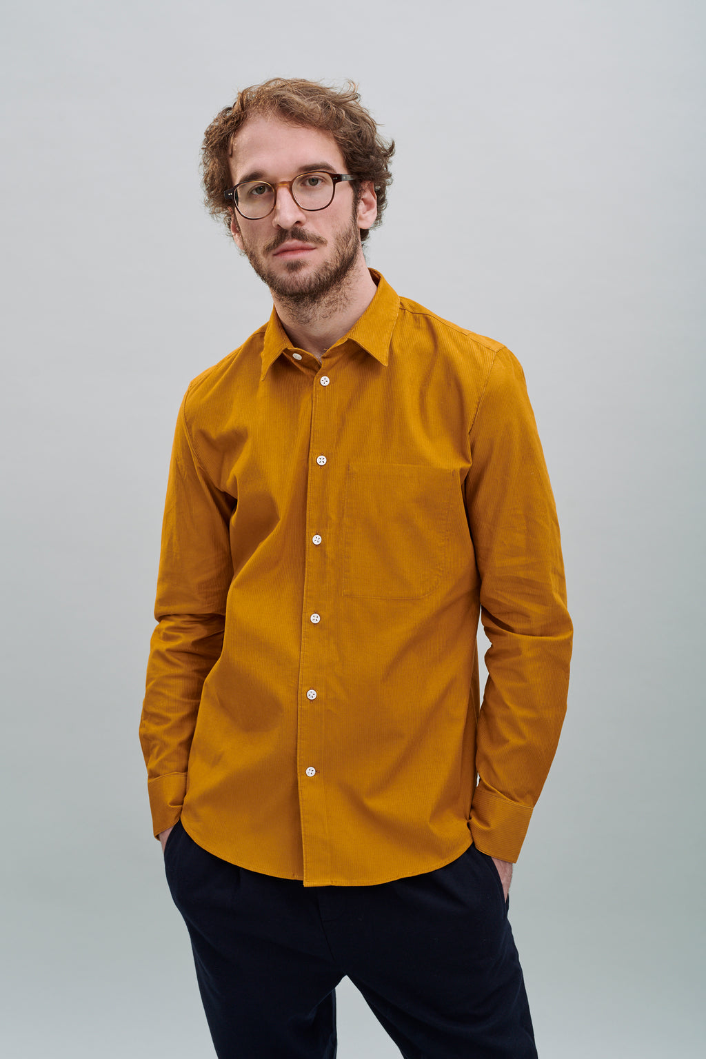 Feel Good Shirt in a Kurkuma Yellow Japanese Cotton Corduroy
