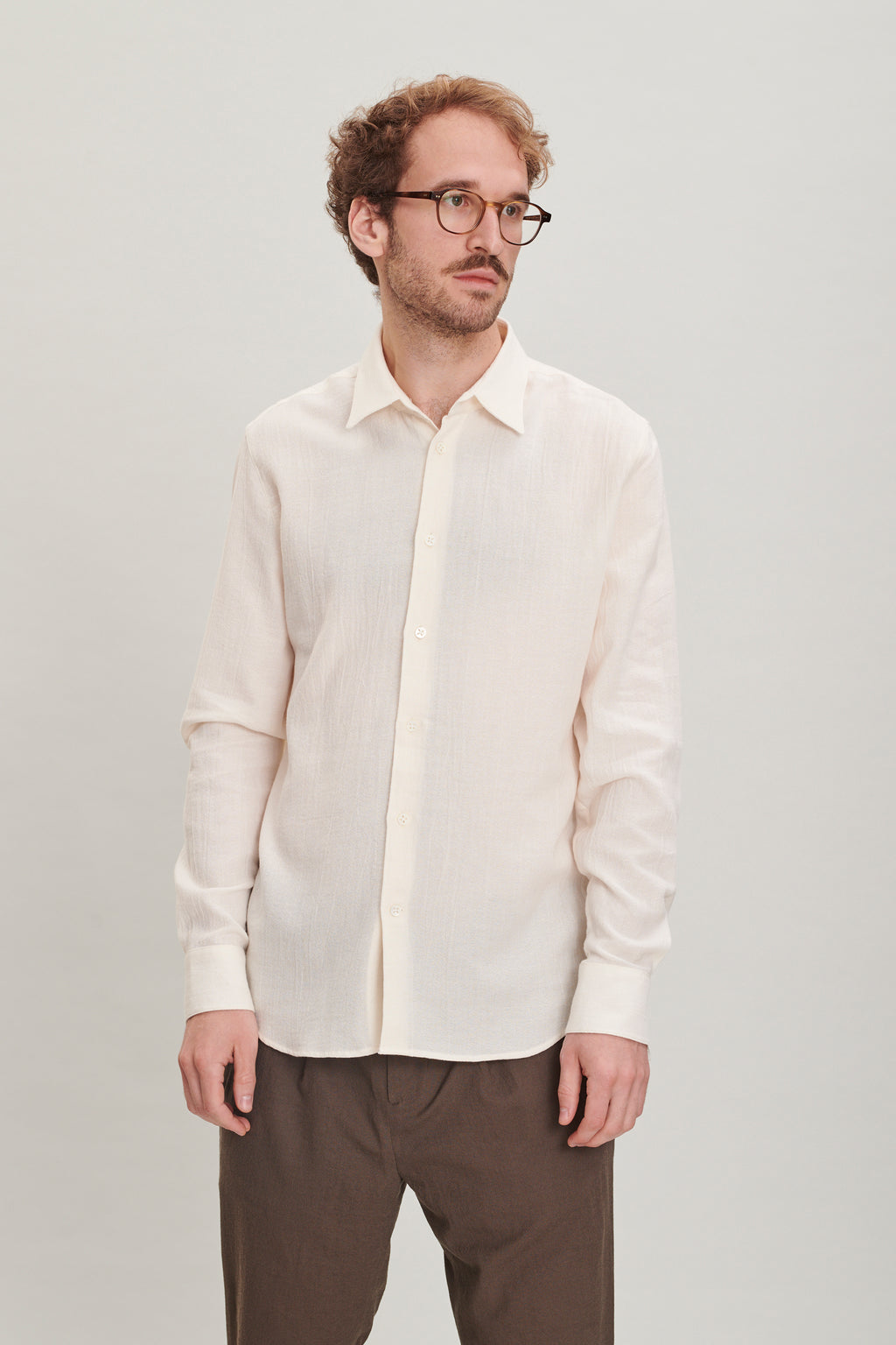 Feel Good Shirt in a Very Soft Cream White Japanese Organic Cotton