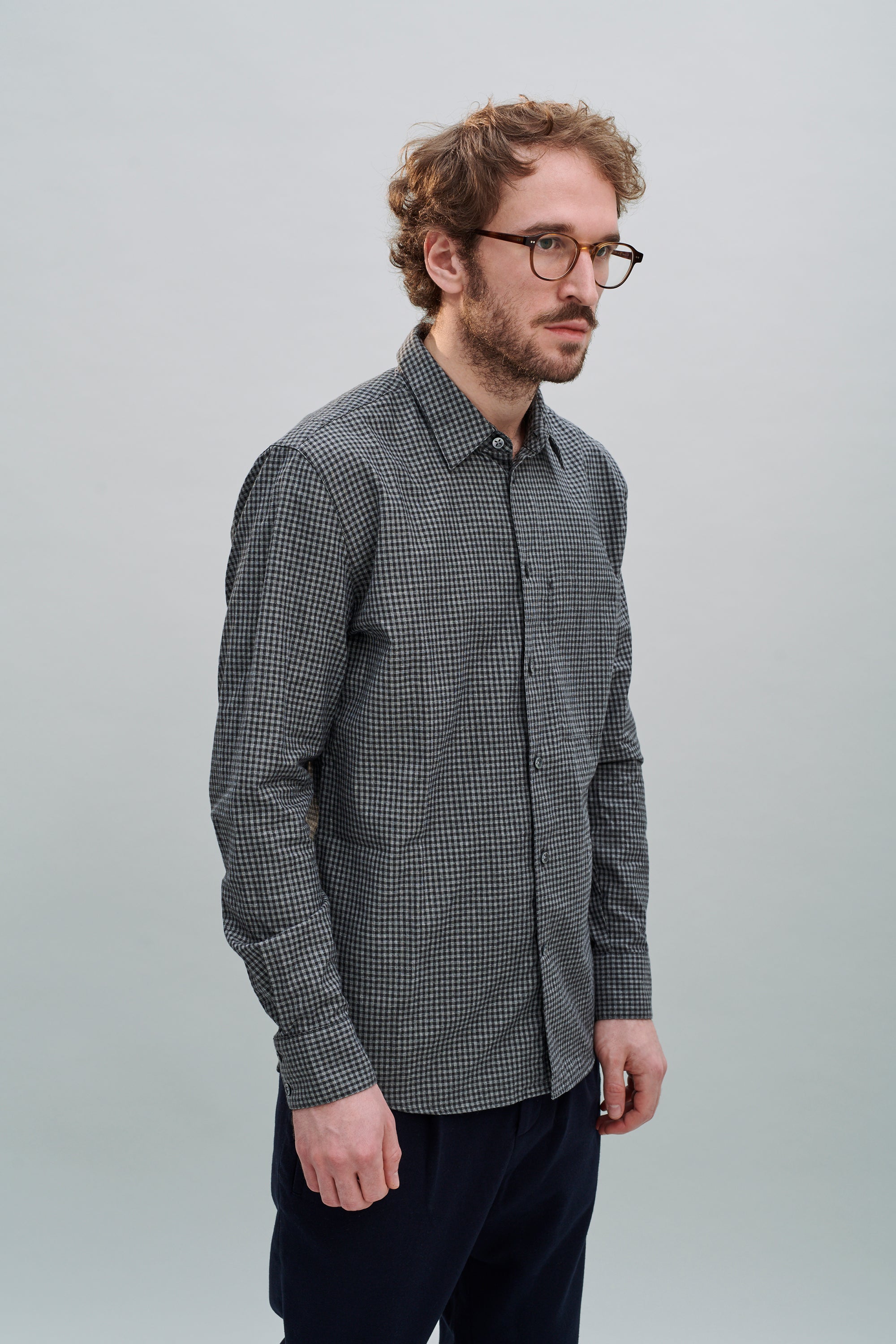 Feel Good Shirt in the Finest Grey Italian Sustainable Cotton Crêpe by Leggiuno