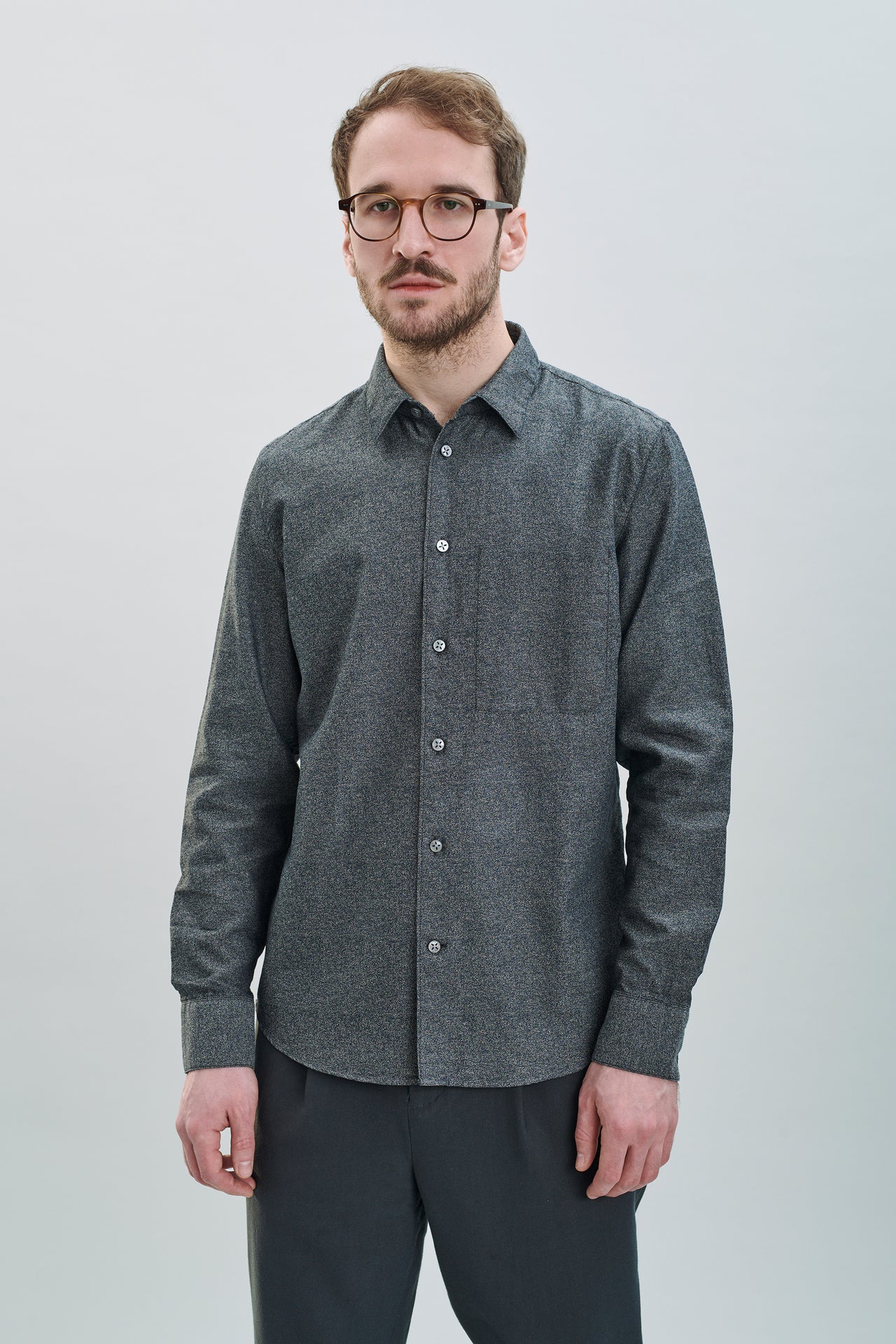 Feel Good Shirt in the Finest Grey Italian Sustainable Cotton Crêpe by Leggiuno