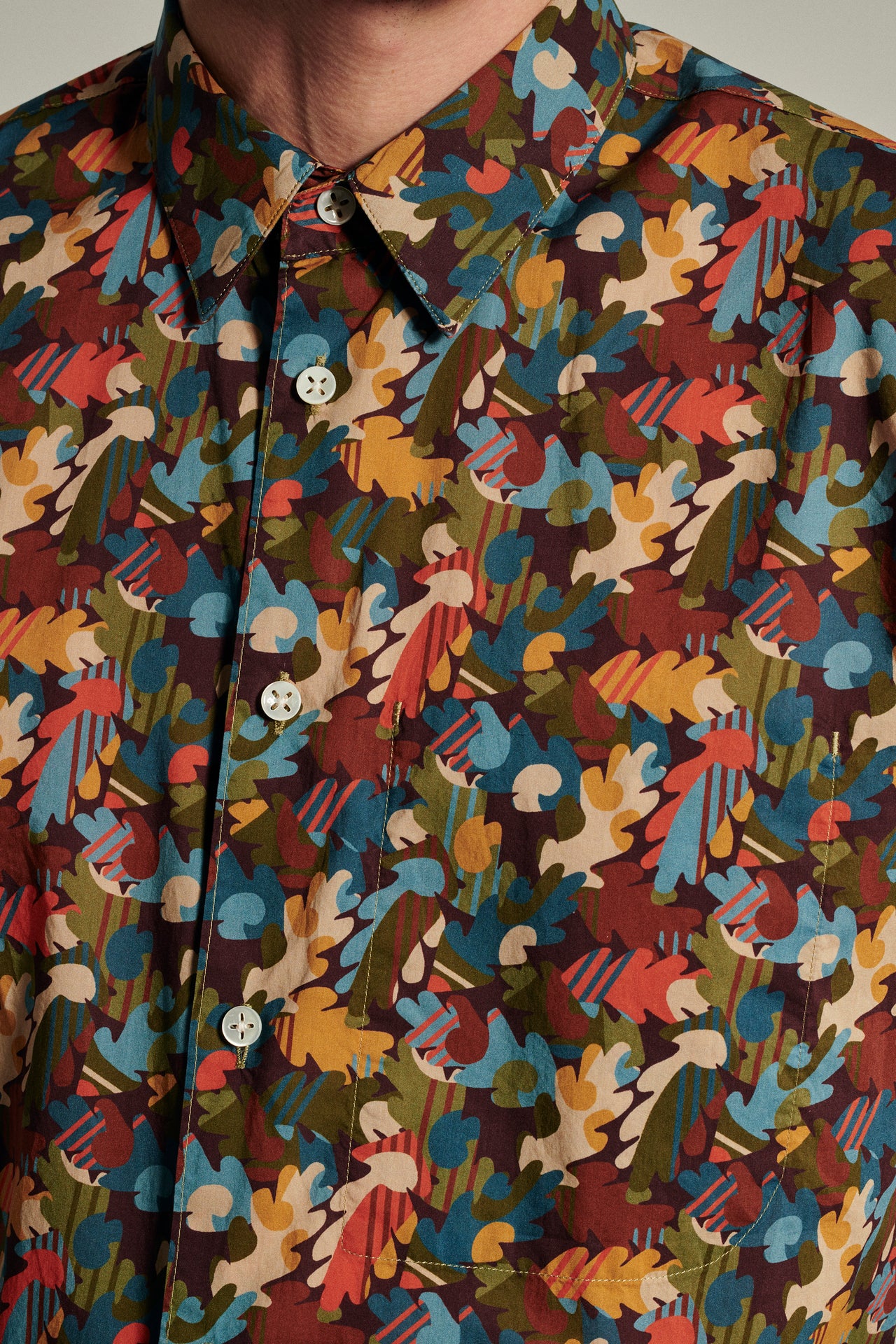 Feel Good Shirt in Brown, Rust, Corn Blue, Ochre and Cream White Liberty Italian Cotton