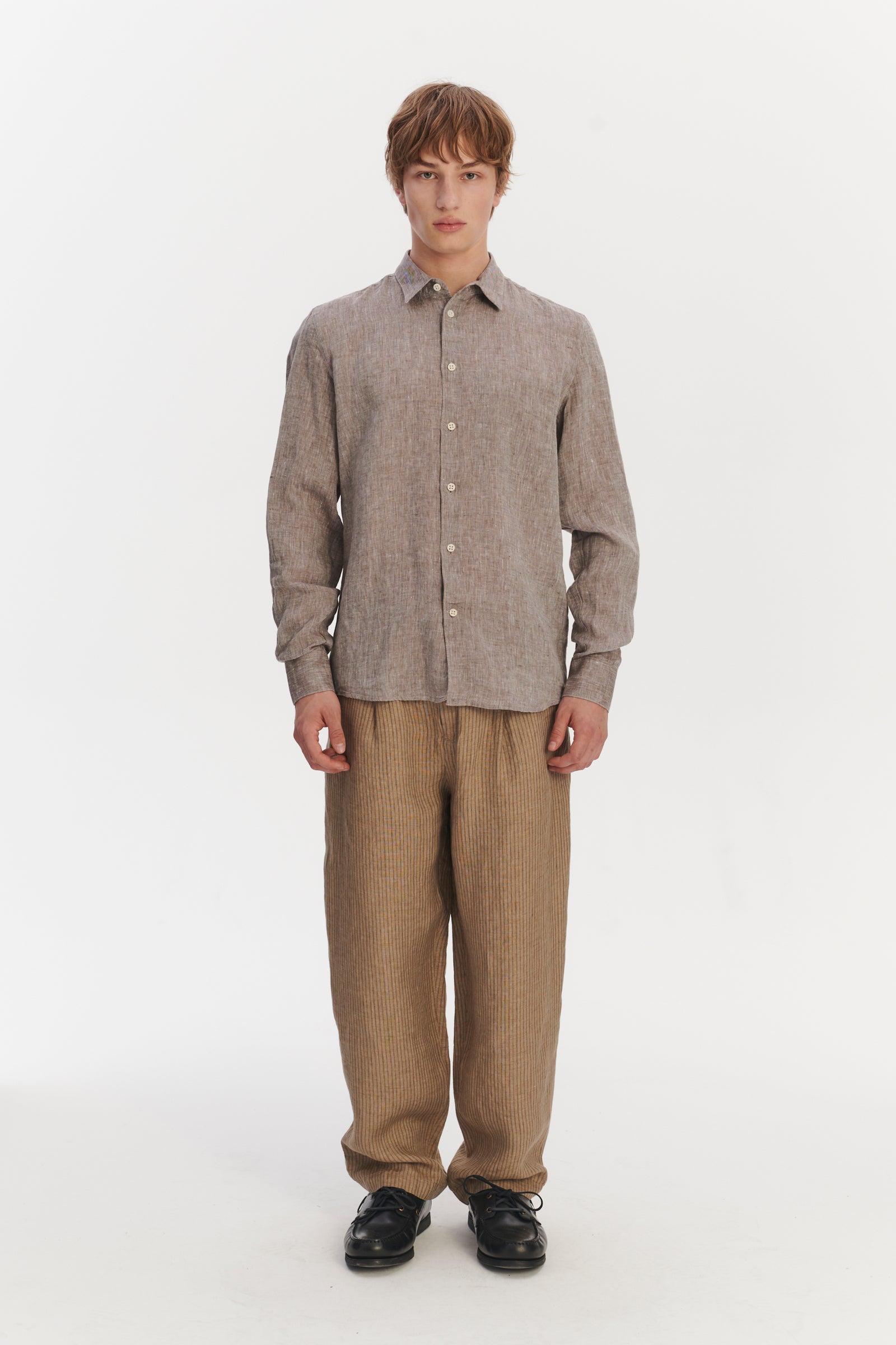 Feel Good Shirt in a Very Soft Beige Brown Bohemian Linen
