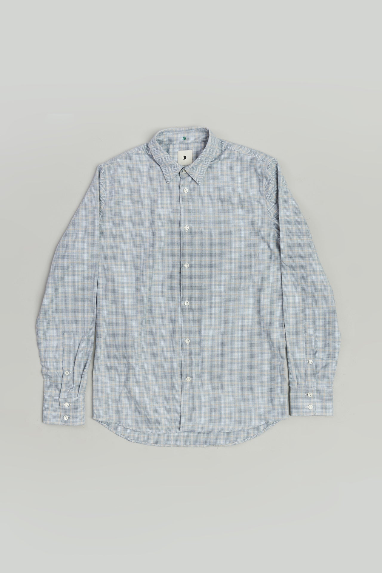 Feel Good Shirt in a Blue and Beige Prince of Wales Portuguese Cotton and Cashmere Flannel - Last Restock