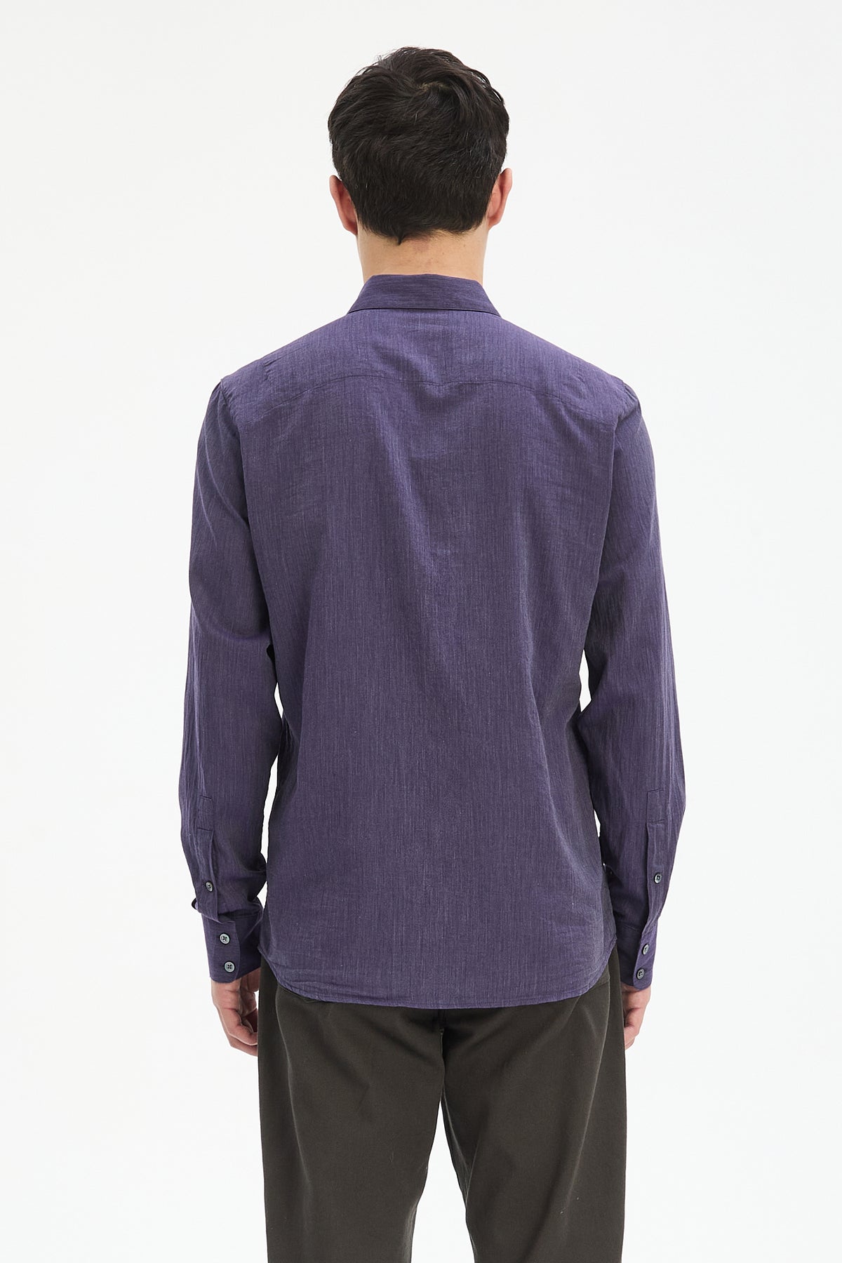 Feel Good Shirt in the Finest Purple Mini Herringbone Italian Cotton