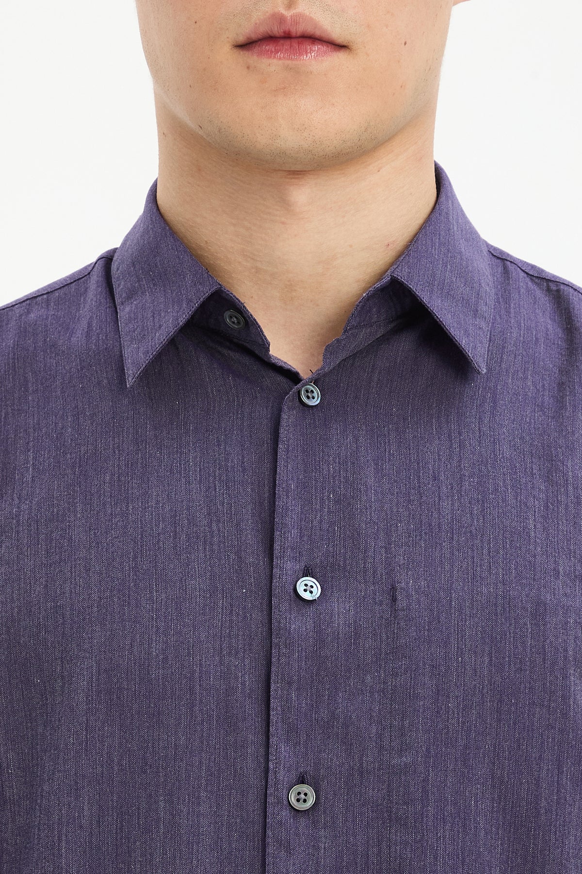 Feel Good Shirt in the Finest Purple Mini Herringbone Italian Cotton