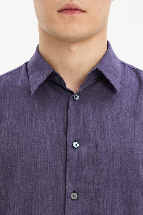 Feel Good Shirt in the Finest Purple Mini Herringbone Italian Cotton