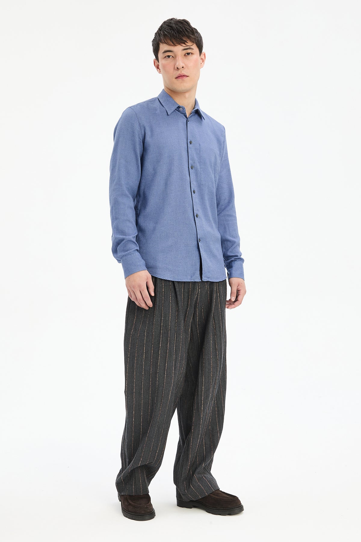 Feel Good Shirt in Steel Blue Organic Cotton and Tencel