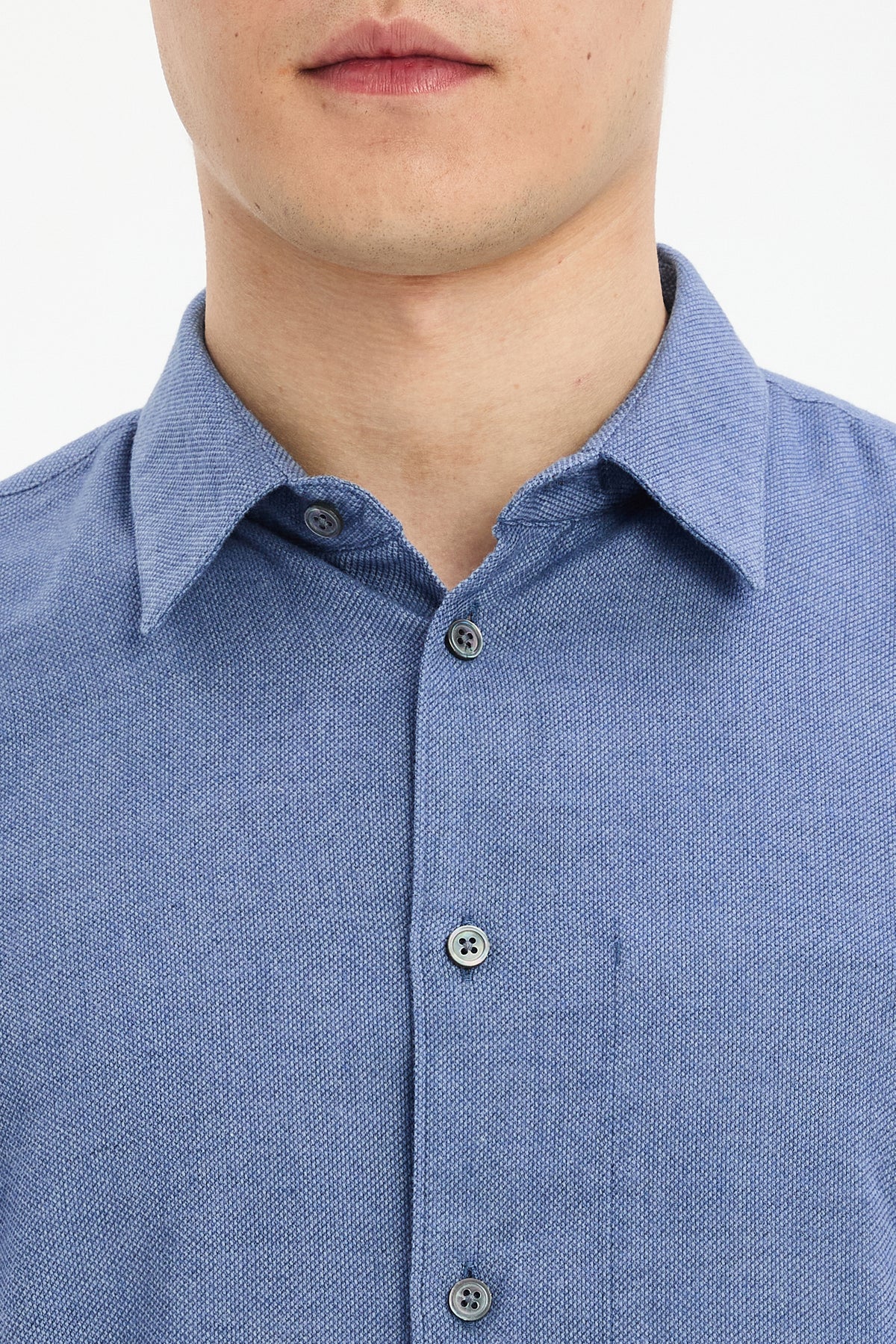 Feel Good Shirt in Steel Blue Organic Cotton and Tencel