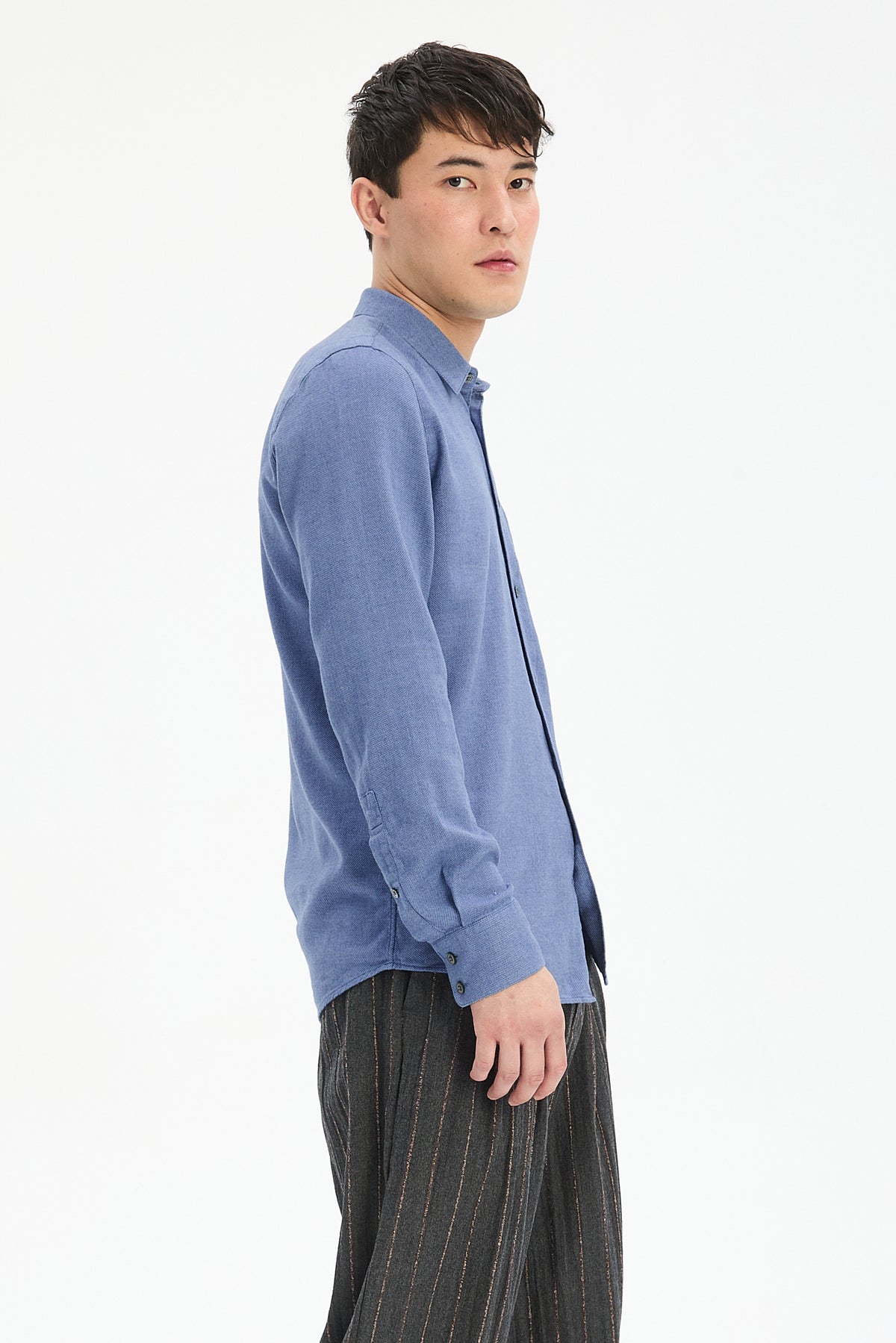 Feel Good Shirt in Steel Blue Organic Cotton and Tencel