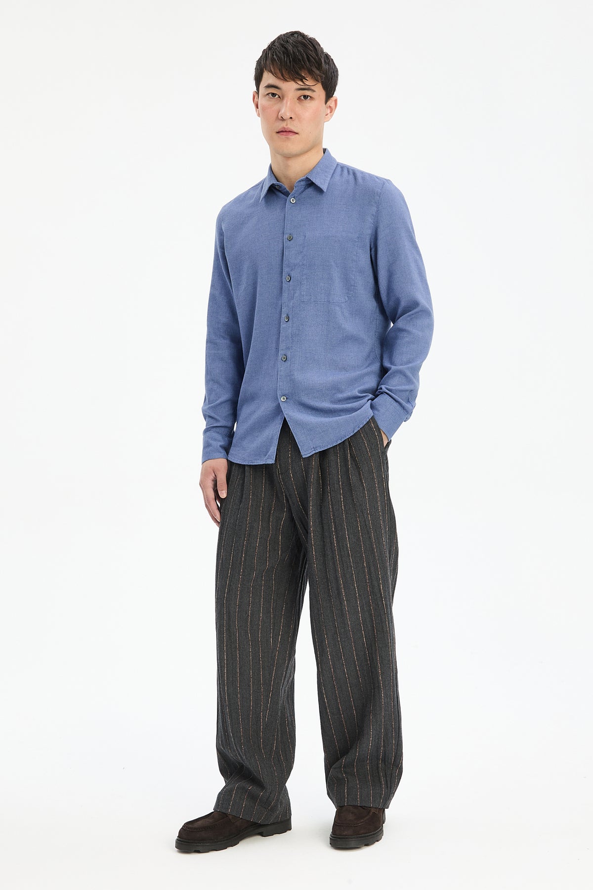 Feel Good Shirt in Steel Blue Organic Cotton and Tencel