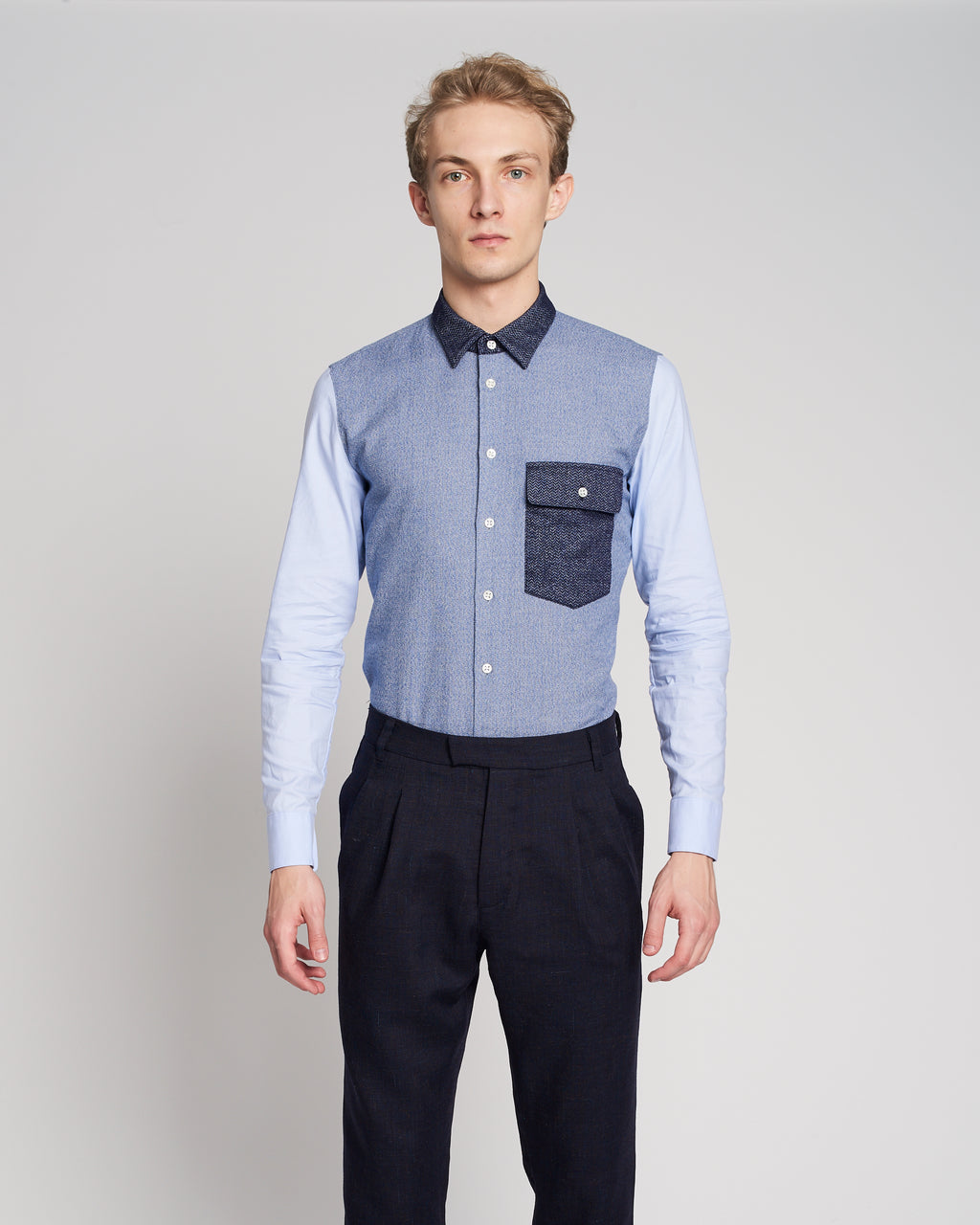 Feel Good Shirt in a Tonal Blue Colour Blocking