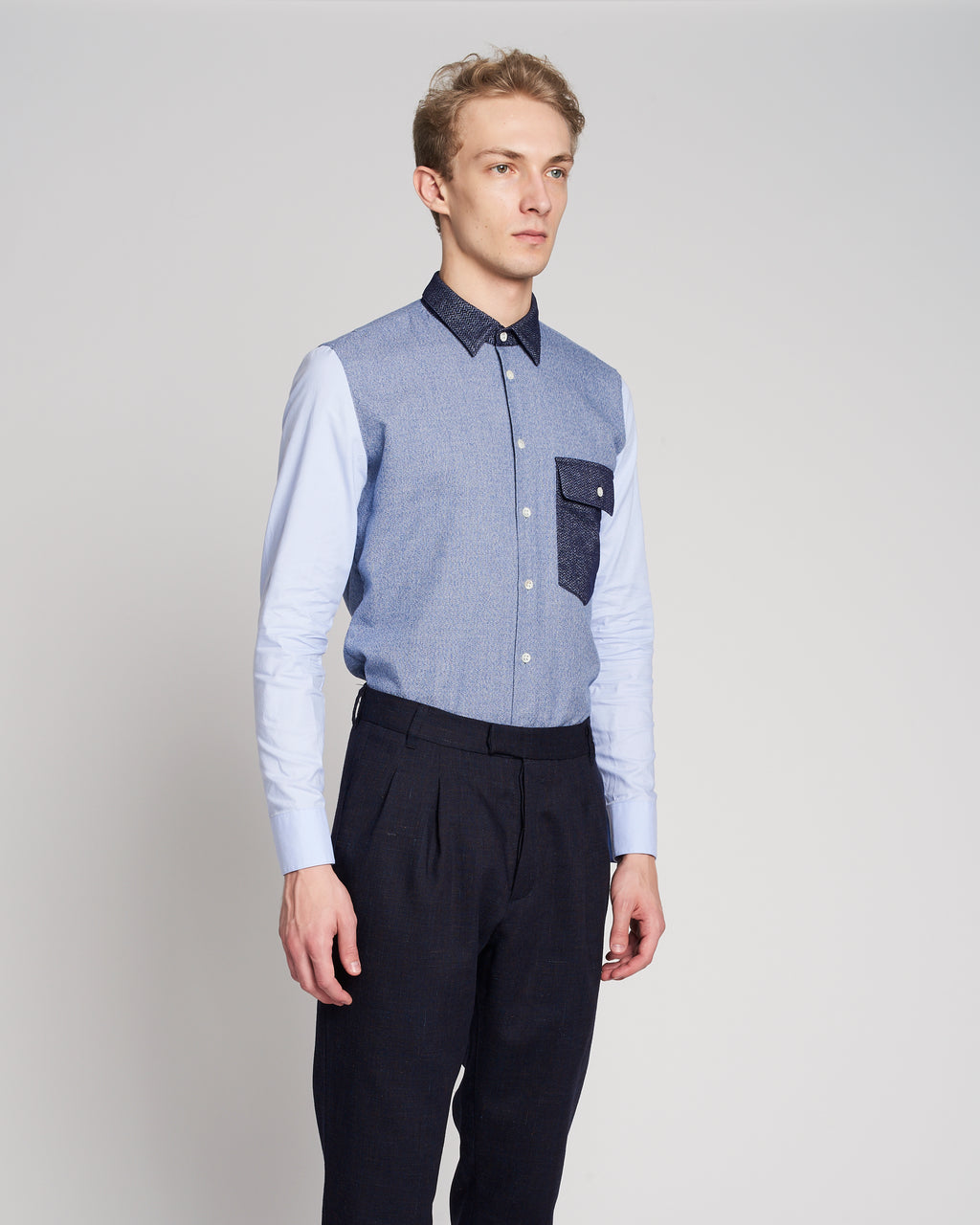 Feel Good Shirt in a Tonal Blue Colour Blocking