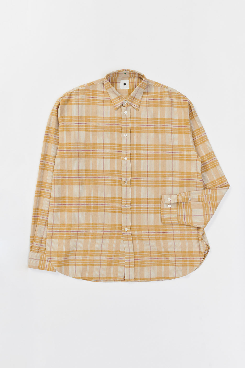 Oversized Rider Shirt in a Yellow Chequered Japanese Cotton Corduroy