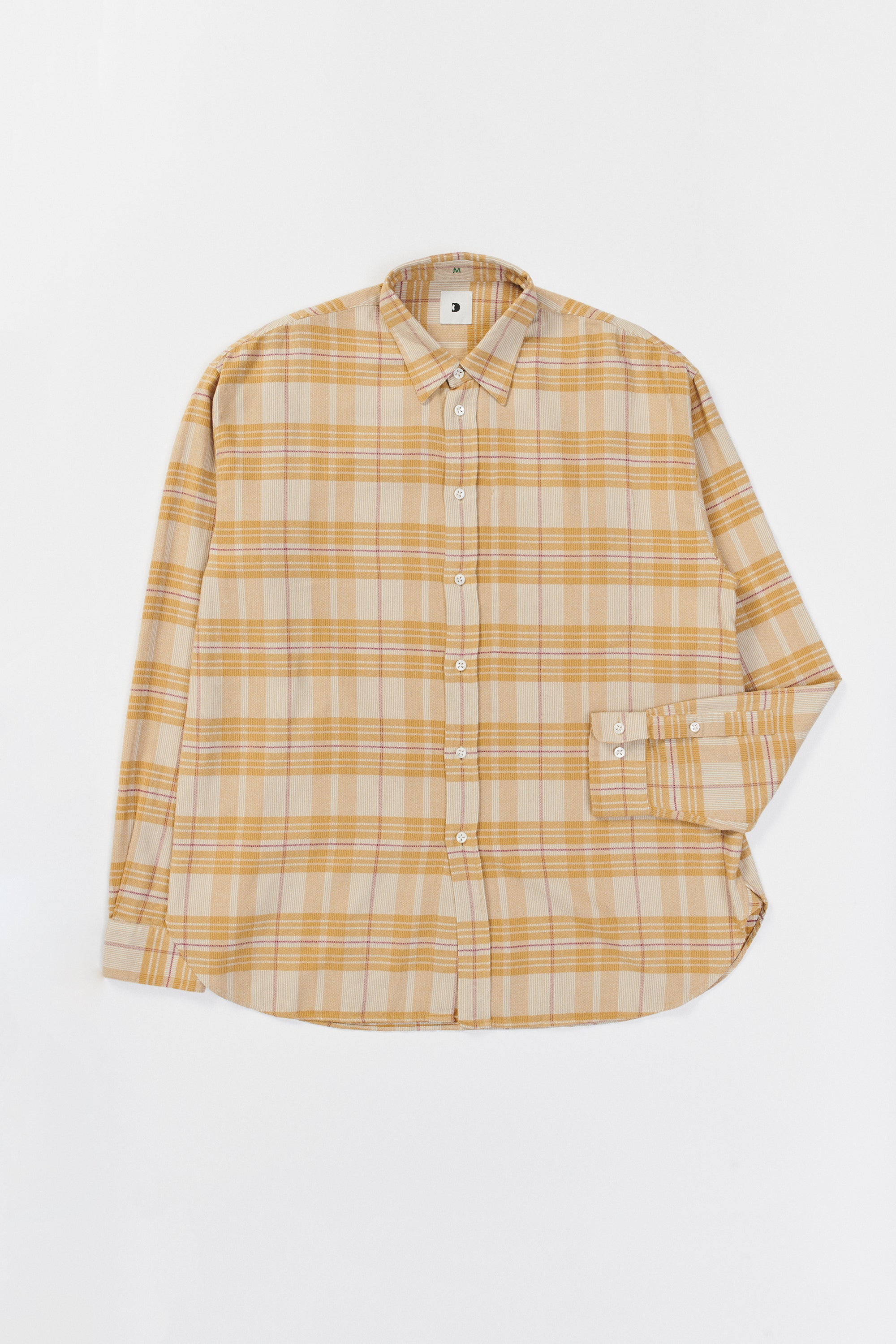 Oversized Rider Shirt in a Yellow Chequered Japanese Cotton Corduroy
