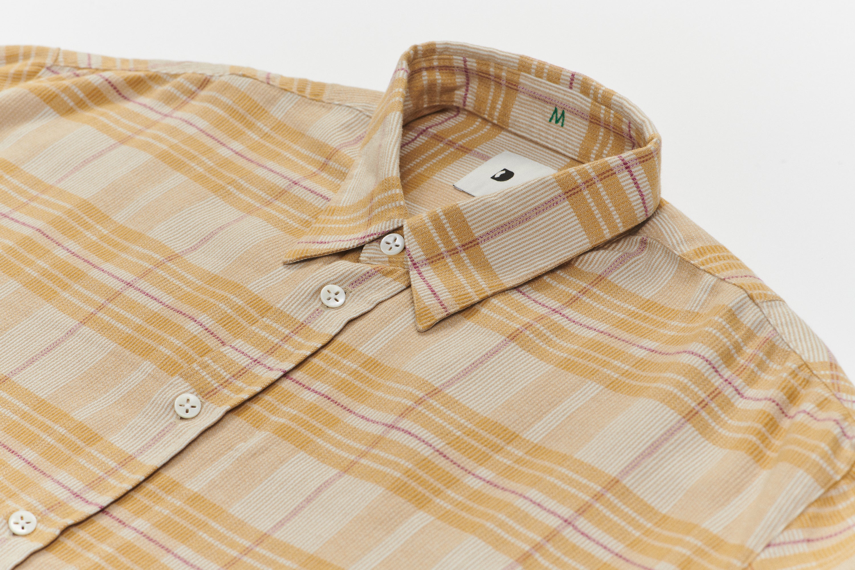 Oversized Rider Shirt in a Yellow Chequered Japanese Cotton Corduroy