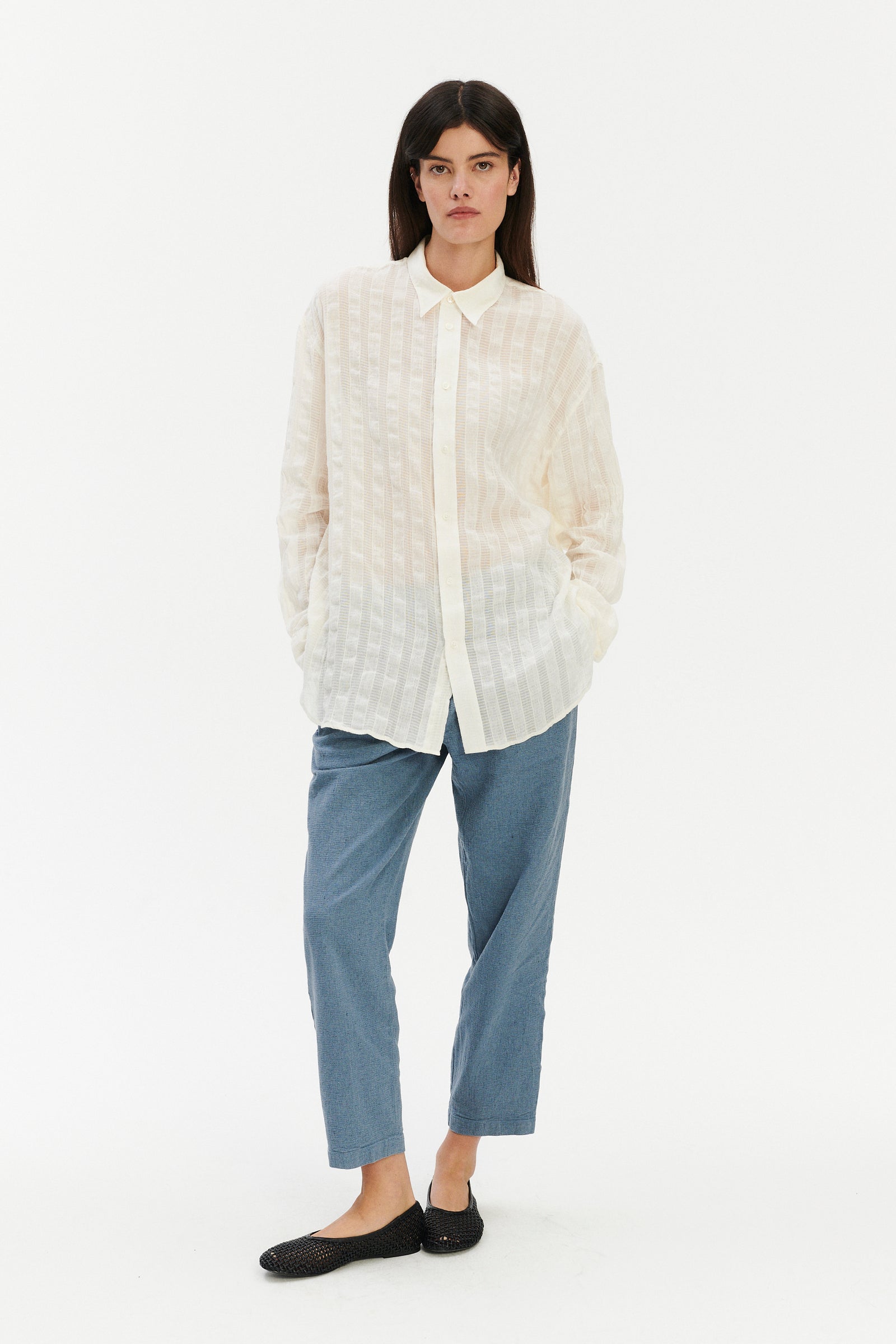 Borrowed Oversized Delta Shirt in a Cream White Airy Portuguese Cotton and Linen