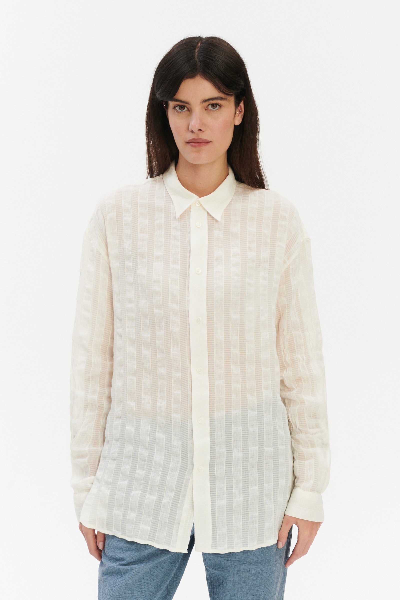 Borrowed Oversized Delta Shirt in a Cream White Airy Portuguese Cotton and Linen