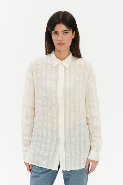 Borrowed Oversized Delta Shirt in a Cream White Airy Portuguese Cotton and Linen