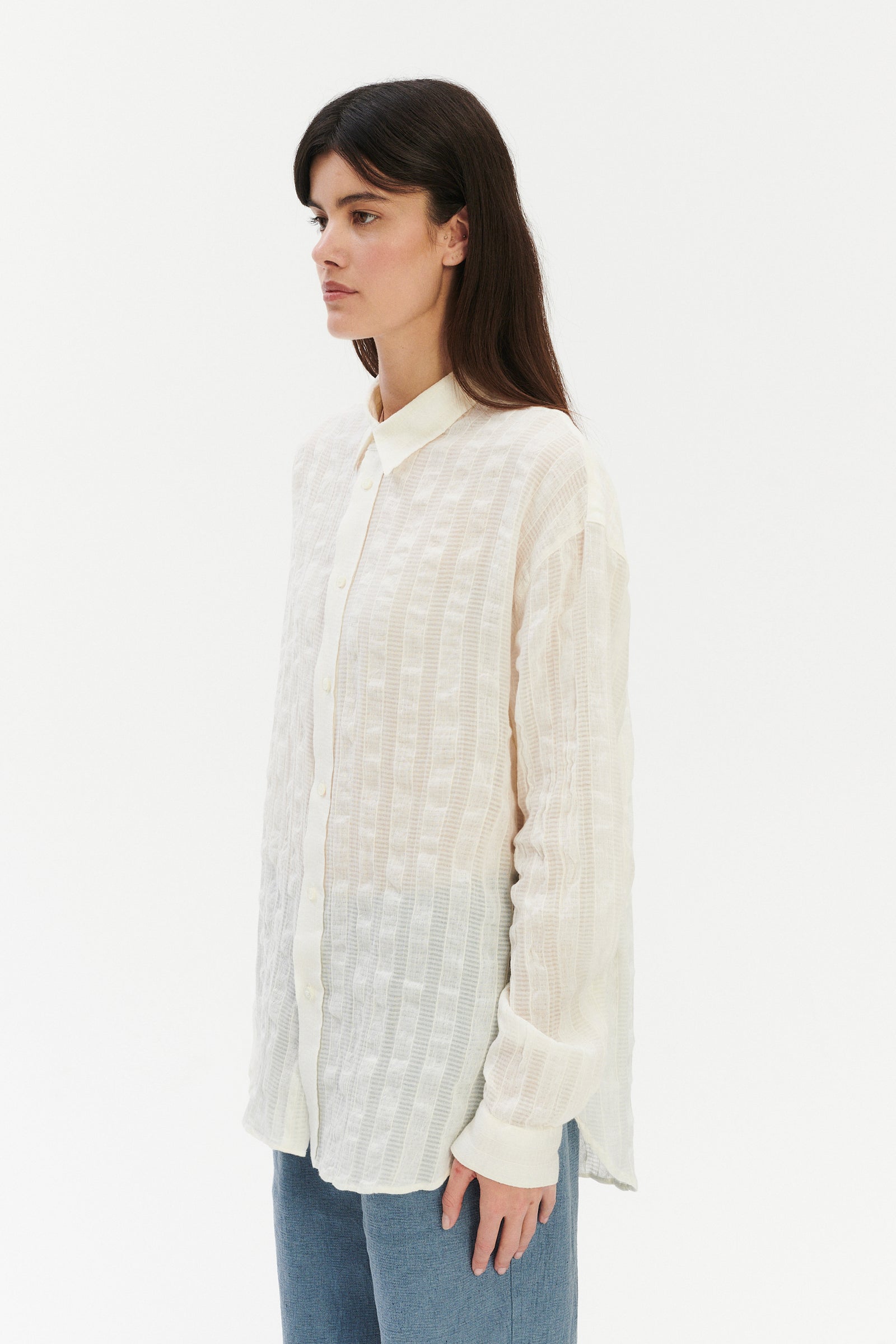 Borrowed Oversized Delta Shirt in a Cream White Airy Portuguese Cotton and Linen