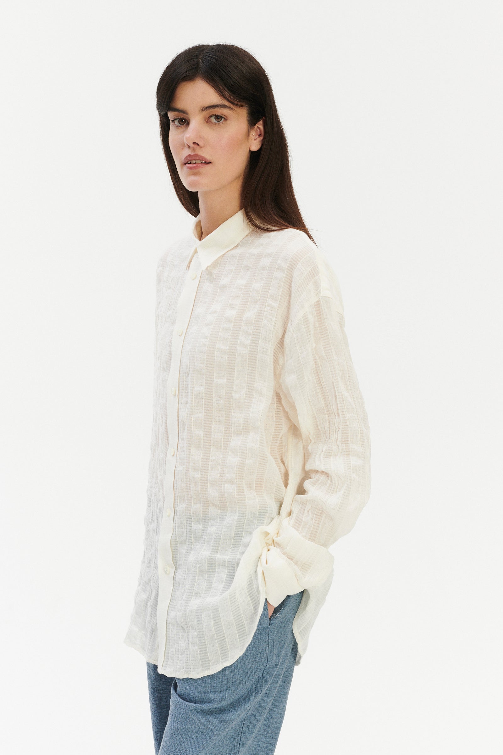 Borrowed Oversized Delta Shirt in a Cream White Airy Portuguese Cotton and Linen