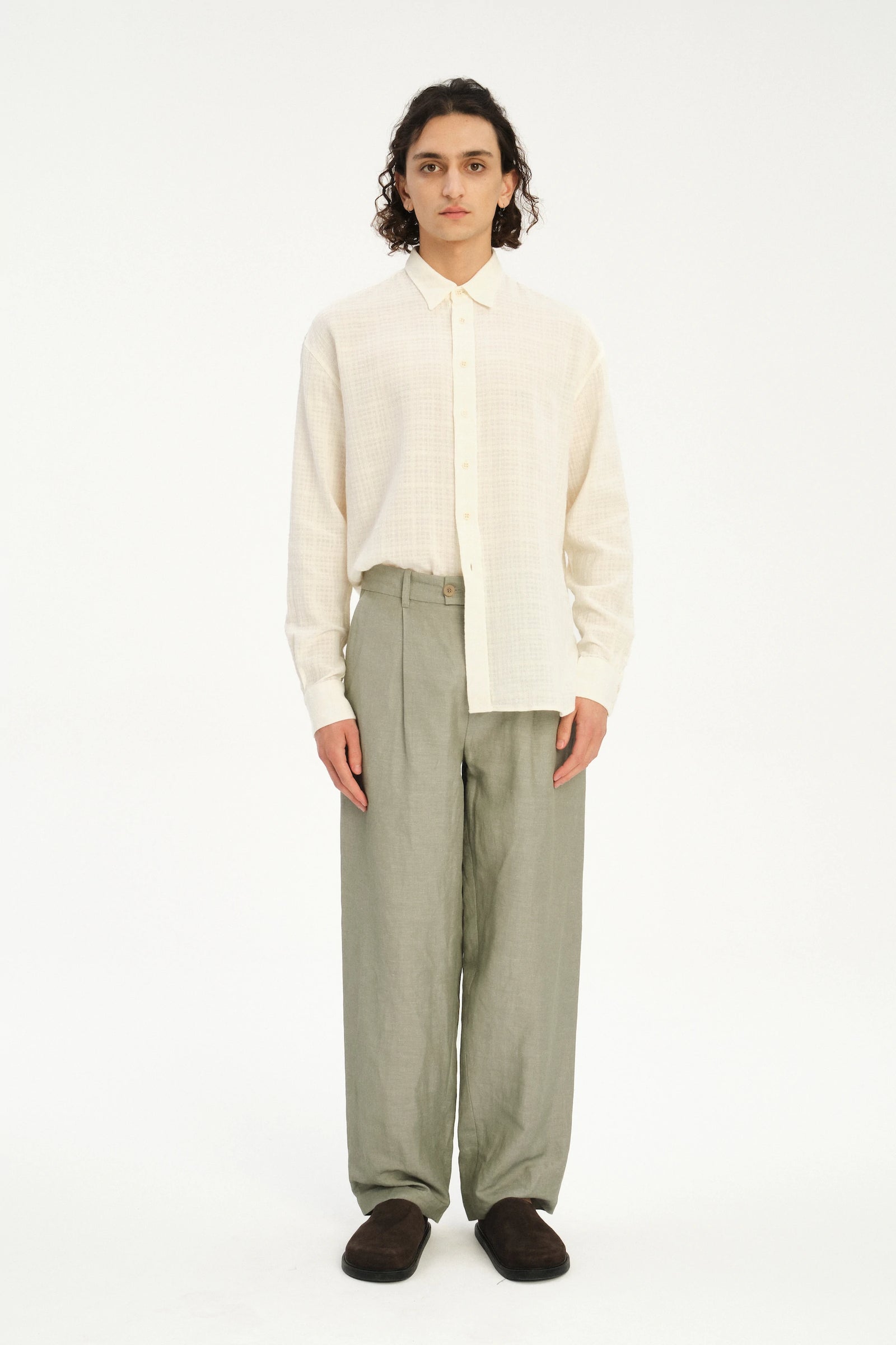 Oversized Delta Shirt in a Cream White Airy Portuguese Cotton
