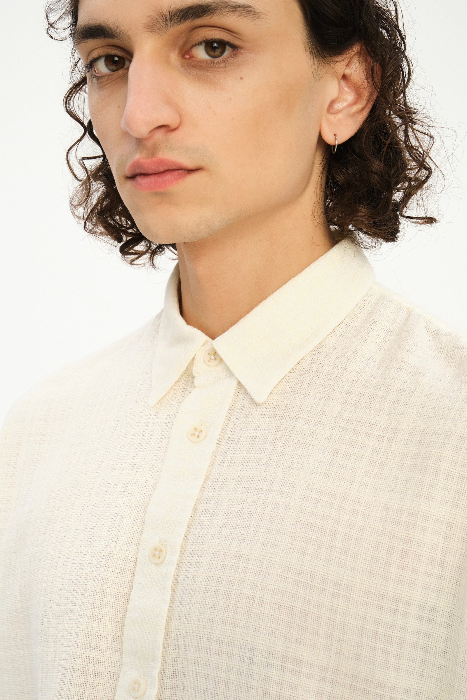 Oversized Delta Shirt in a Cream White Airy Portuguese Cotton