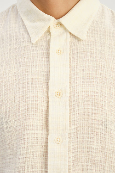 Oversized Delta Shirt in a Cream White Airy Structural Portuguese Cotton