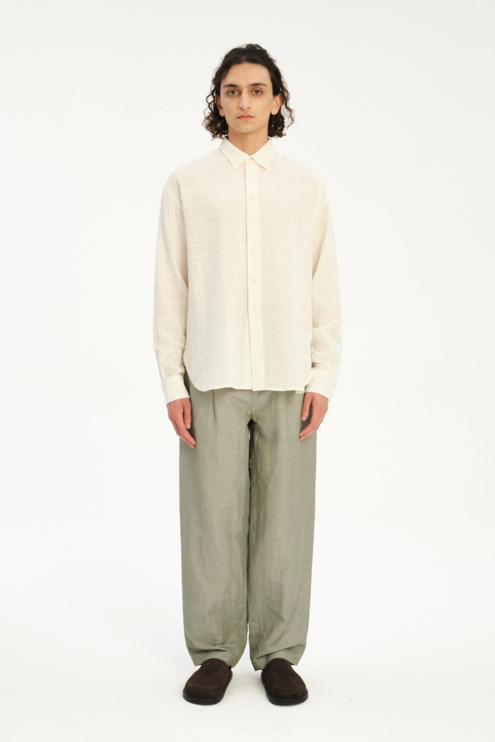 Oversized Delta Shirt in a Cream White Airy Portuguese Cotton