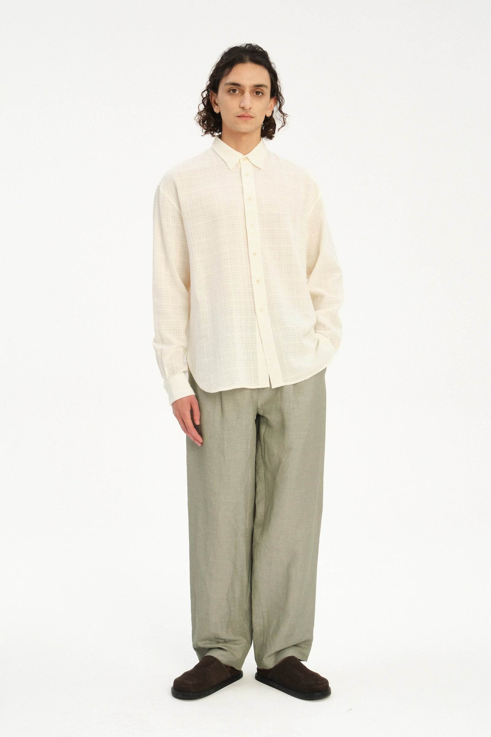 Oversized Delta Shirt in a Cream White Airy Portuguese Cotton