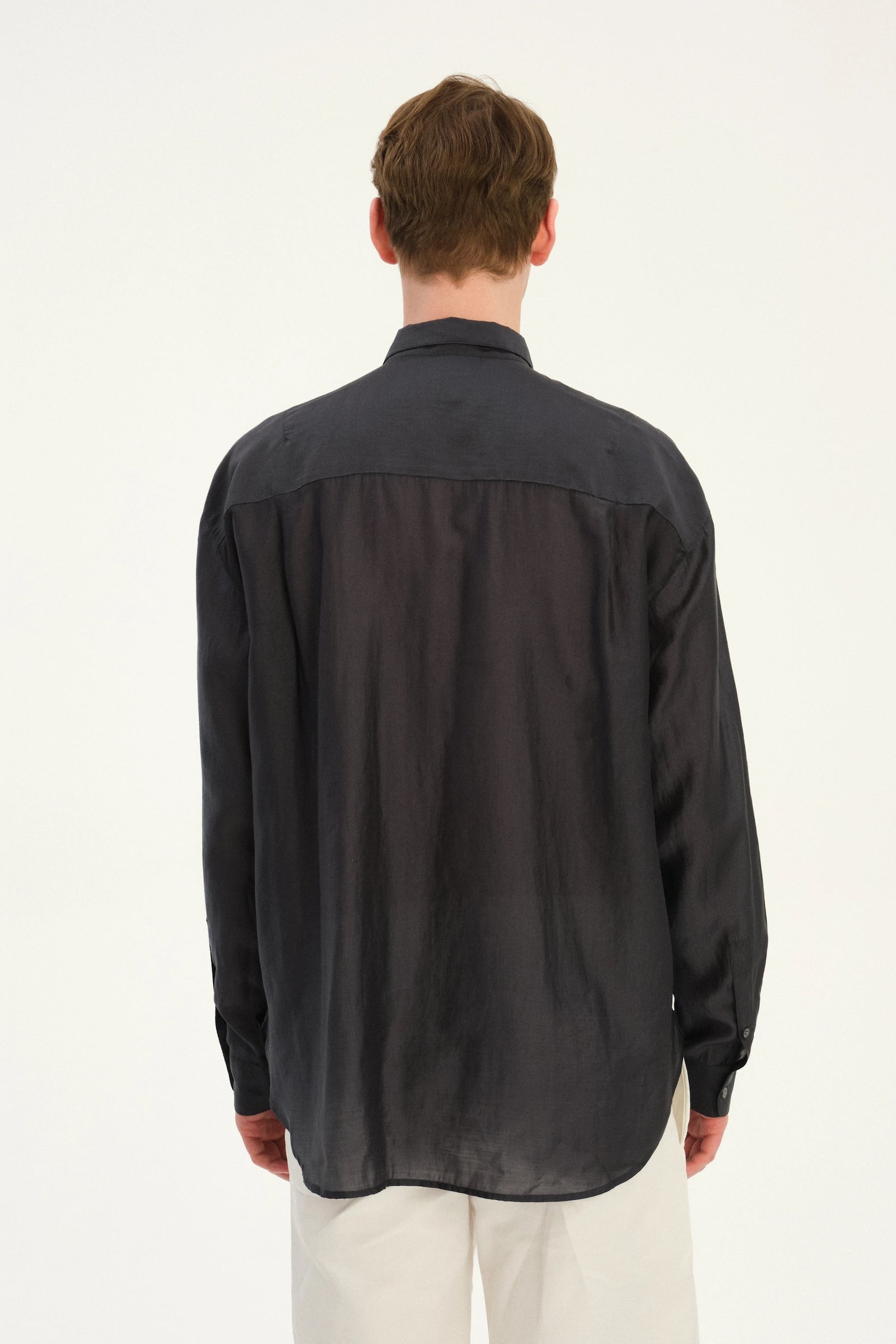 Oversized Delta Shirt in an Anthracite Silky Japanese Lyocell Blend