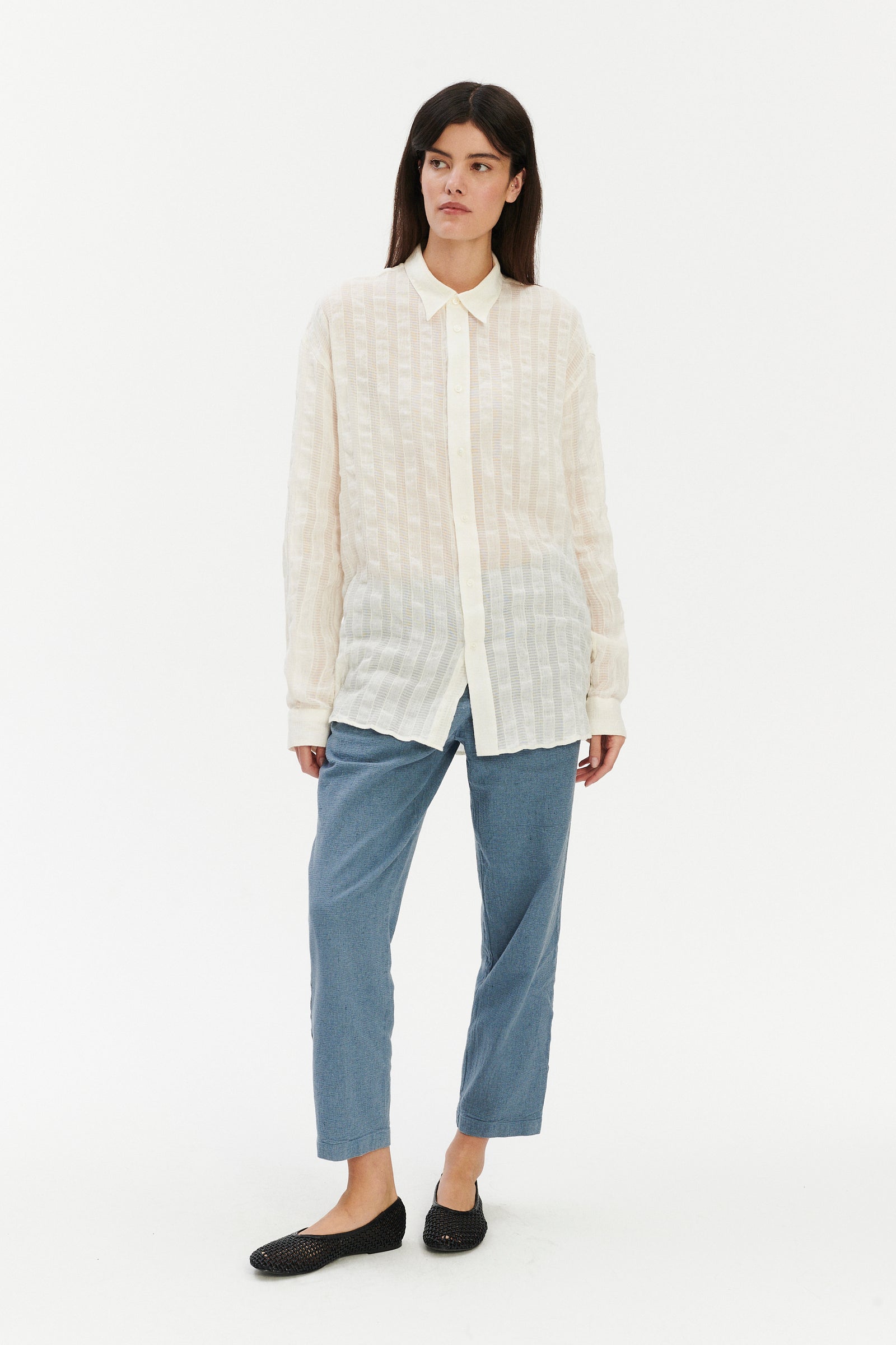 Borrowed Oversized Delta Shirt in a Cream White Airy Portuguese Cotton and Linen
