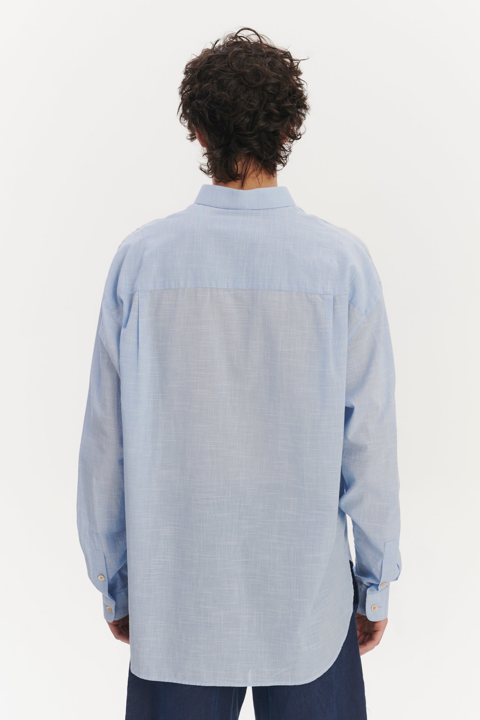 Oversized Delta Shirt in a Light Blue Airy Italian Cotton