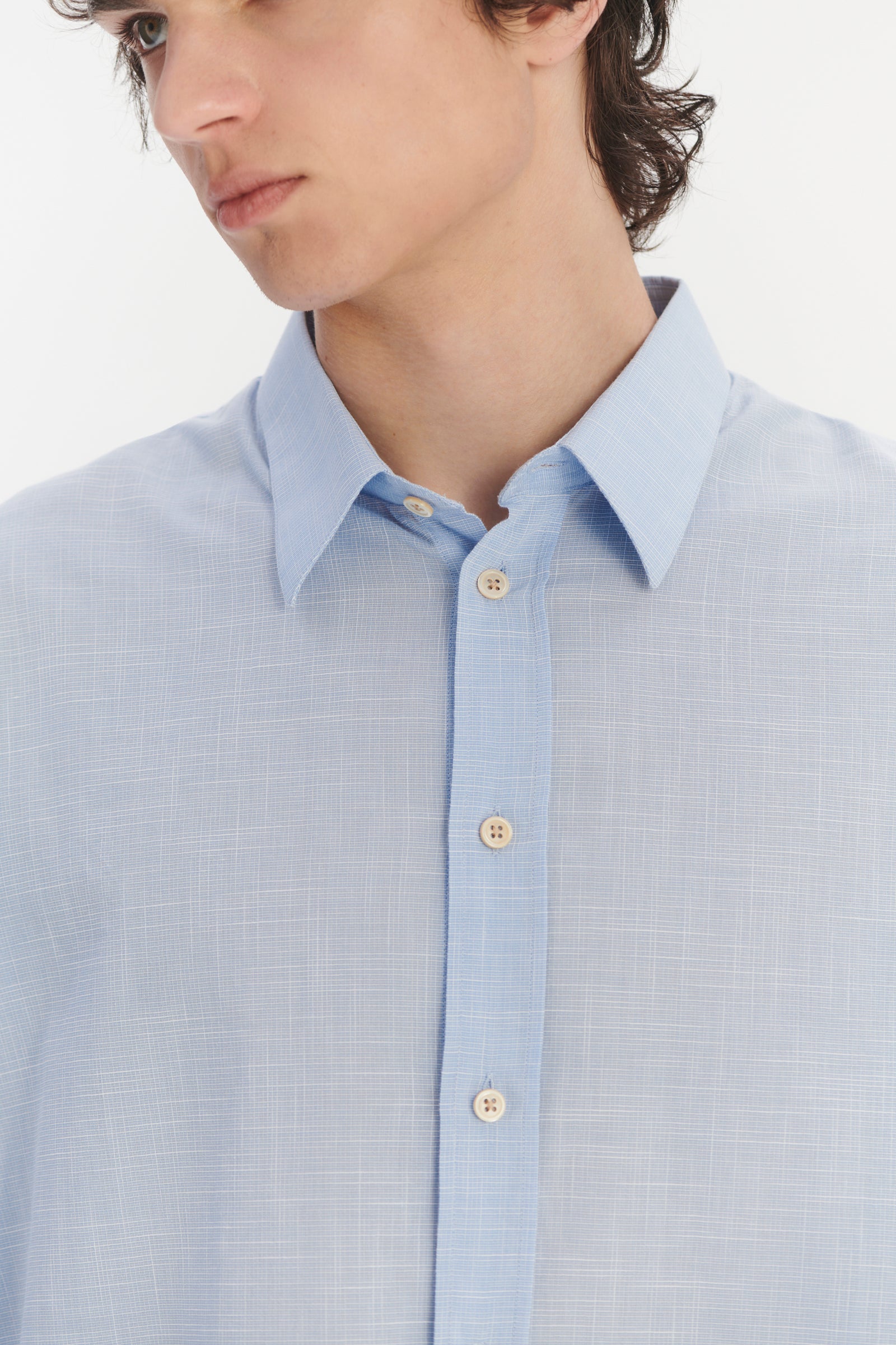Oversized Delta Shirt in a Light Blue Airy Italian Cotton