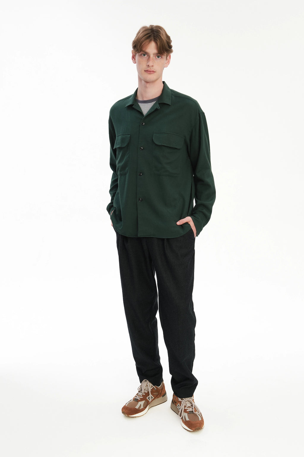 Relaxed Oversized Leisure Shirt in Italian Mix of Cotton and Cashmere
